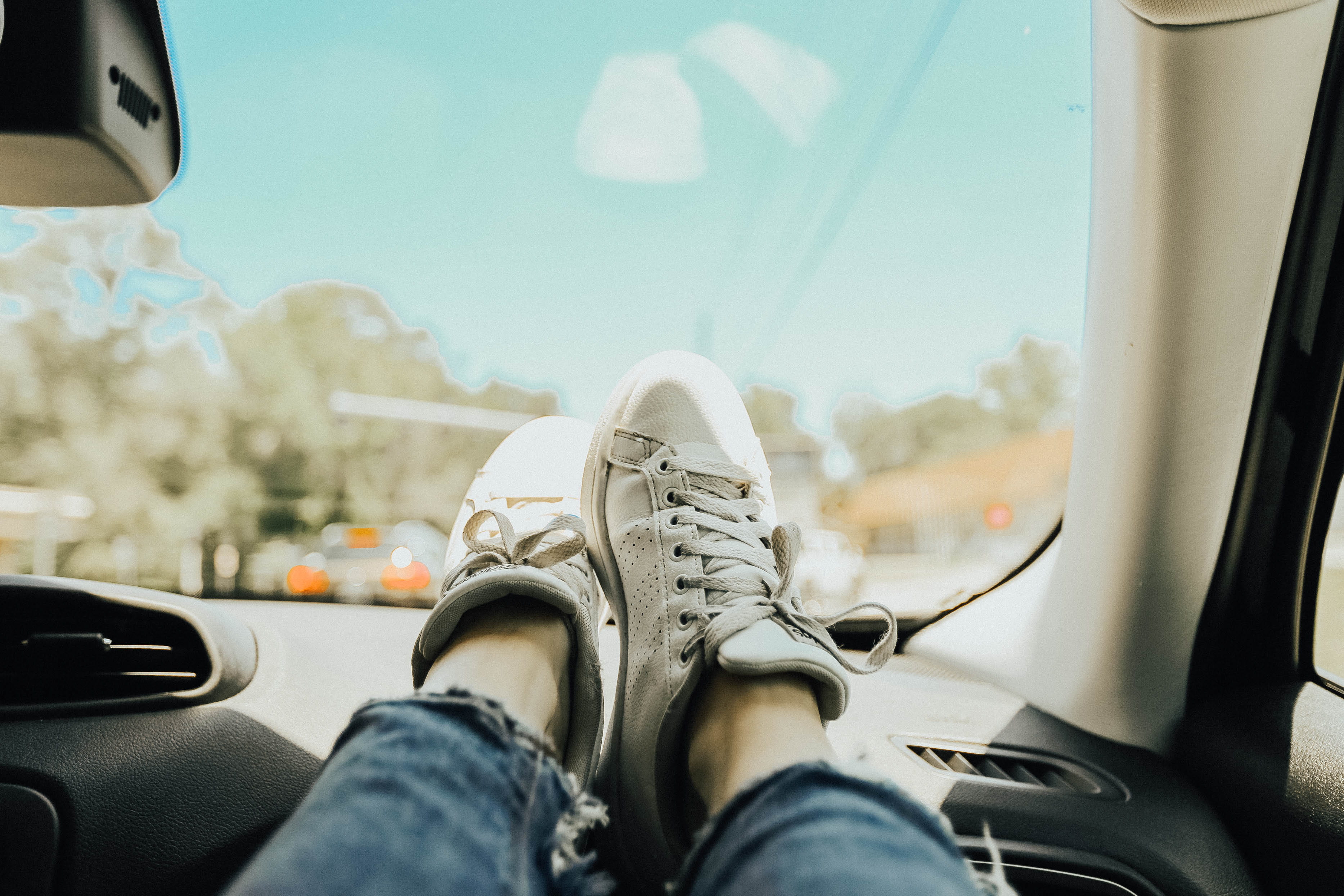 travel, sunlight, car, dash, vehicle interior, adida, human body part, girl, human leg, low section, one person, explore, interior, body part, wearing, HD Wallpaper