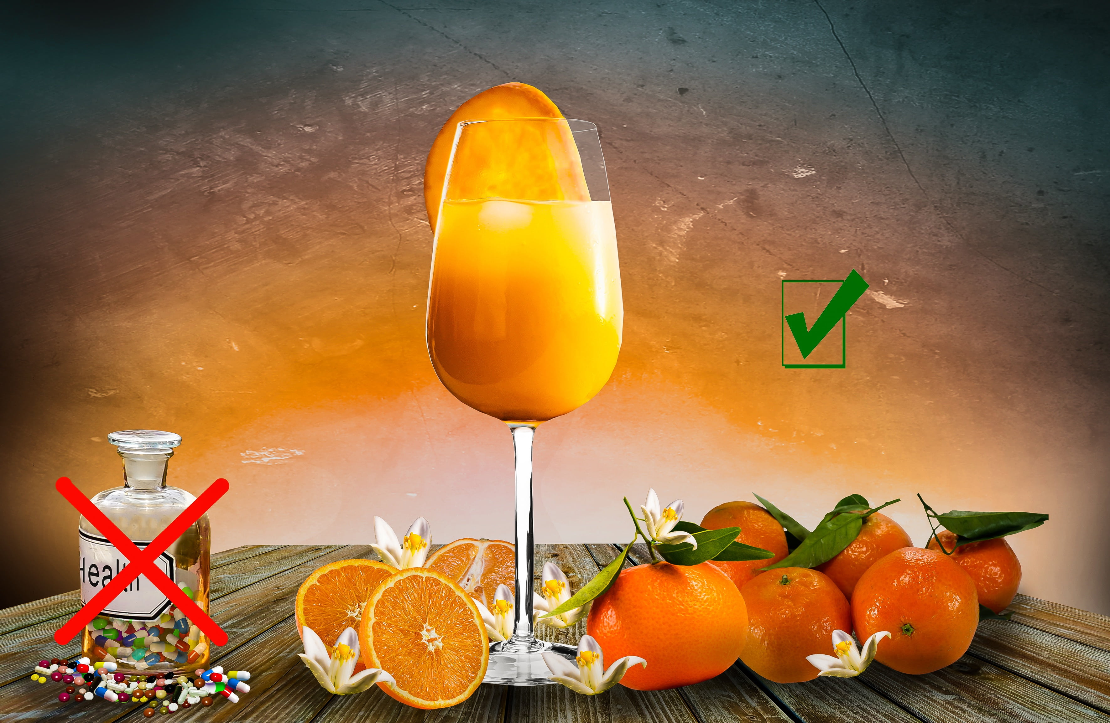 celebration, medical, citrus fruits, household equipment, cocktail, orange - fruit, orange blossom, glass, healthy, get well soon, vitamins, flowers, food, HD Wallpaper