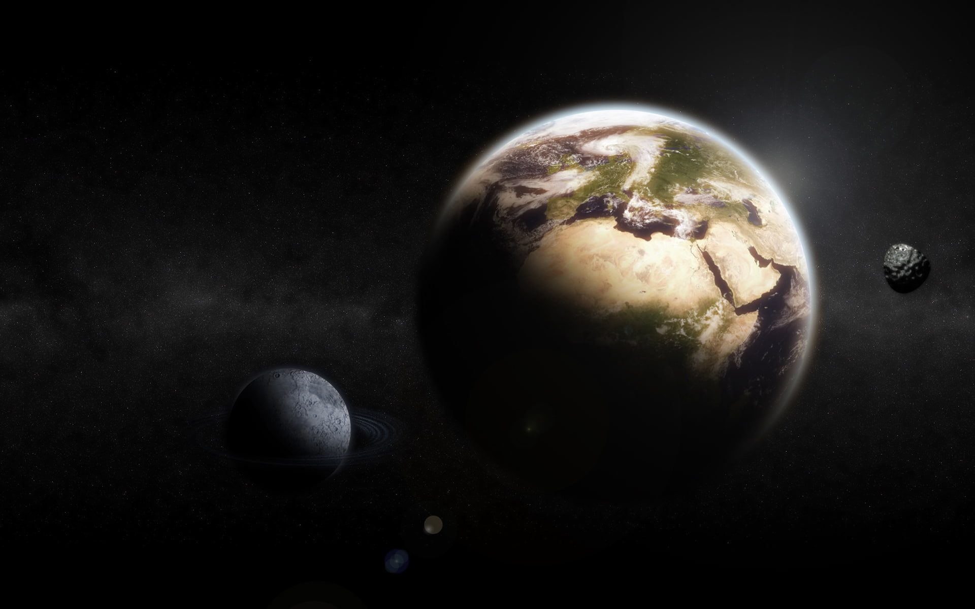black background, single object, eclipse, solar system, planet earth, sky, science, geometric shape, orbiting, ball, space, planet - space, digitalcomposition, HD Wallpaper