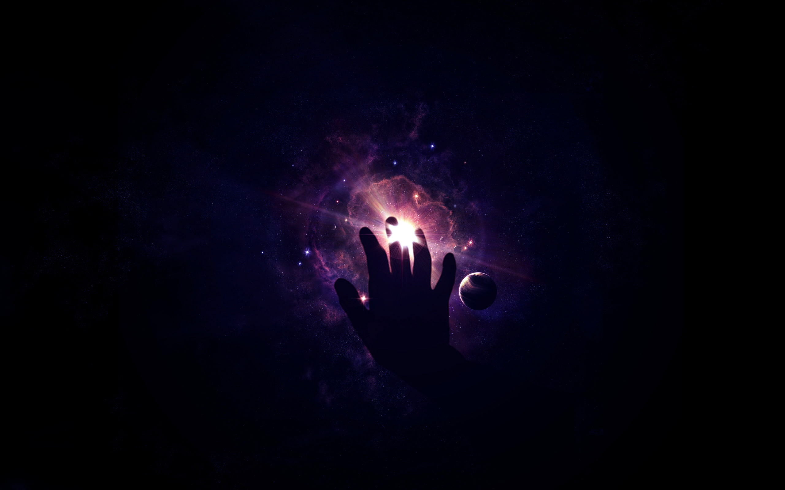 human body part, stars, astronomy, finger, night, glowing, underwater, people, laying, indoors, hands, 2K, human hand, hand, sea, lighting equipment, sky, HD Wallpaper