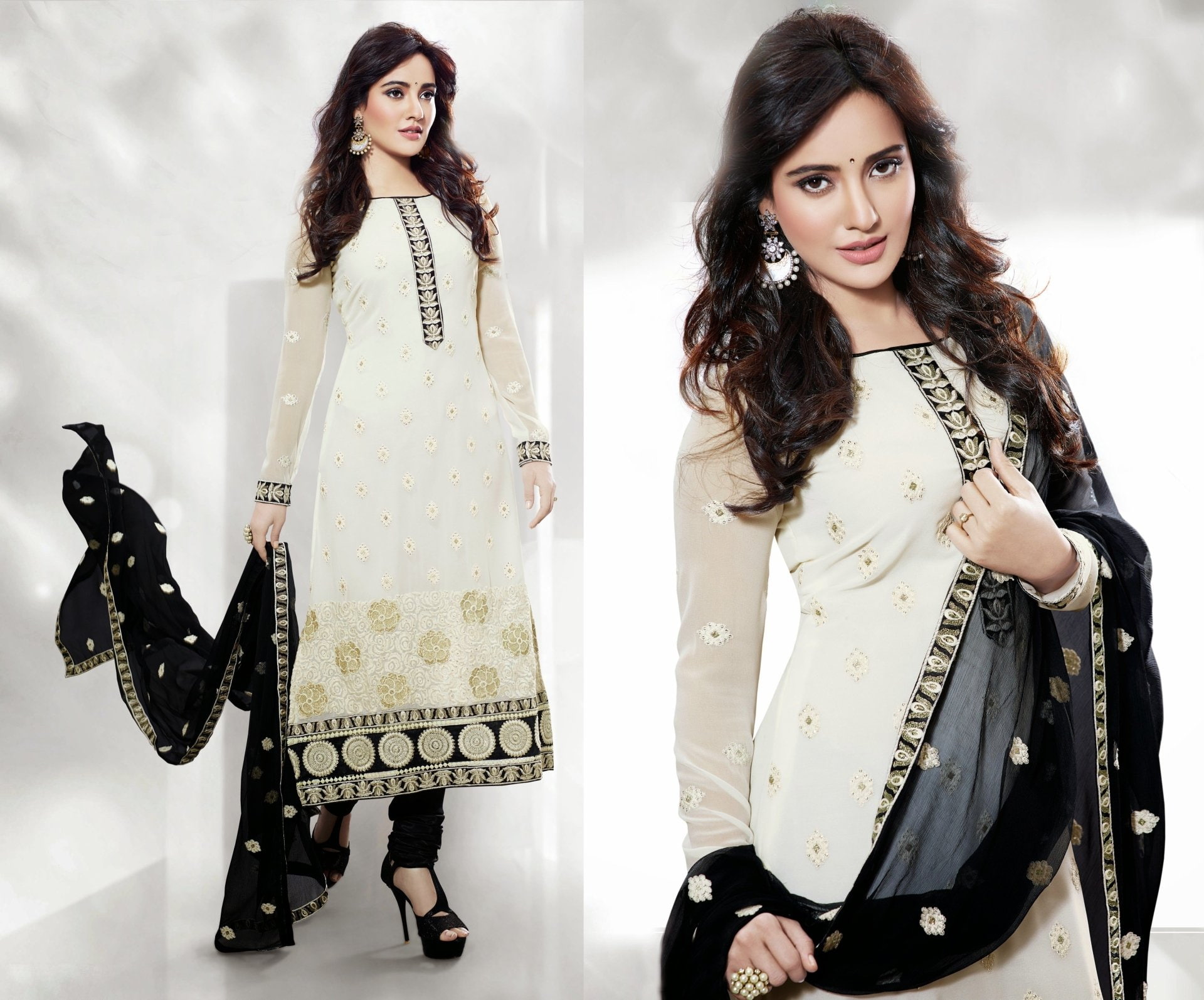women, National Dress, Neha  Sharma, hairstyle, front view, looking at camera, hair, clothing, fashion, adult, standing, Model, beautiful people, young women, HD Wallpaper