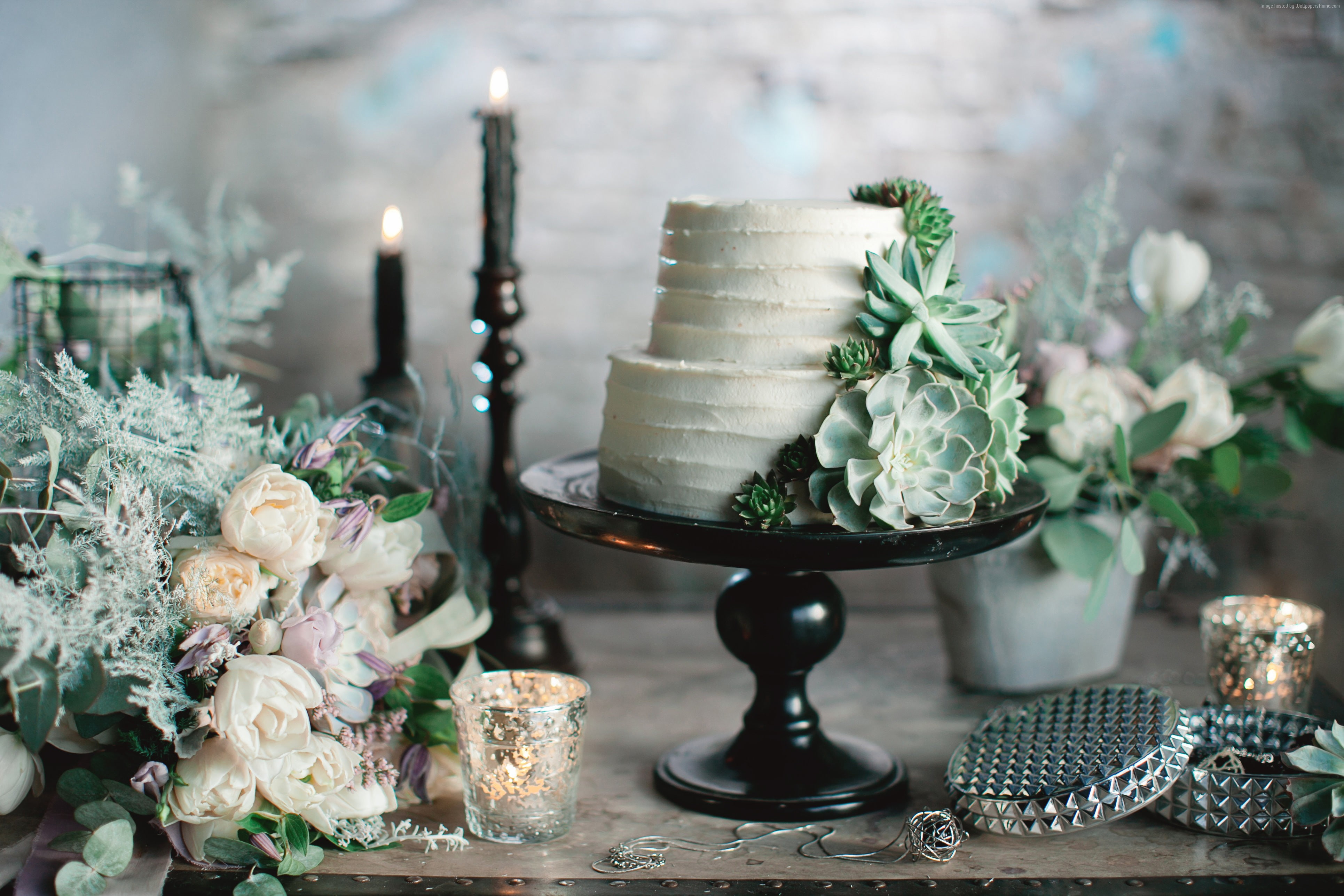 flowers, 4K, wedding cake, 4K, HD Wallpaper
