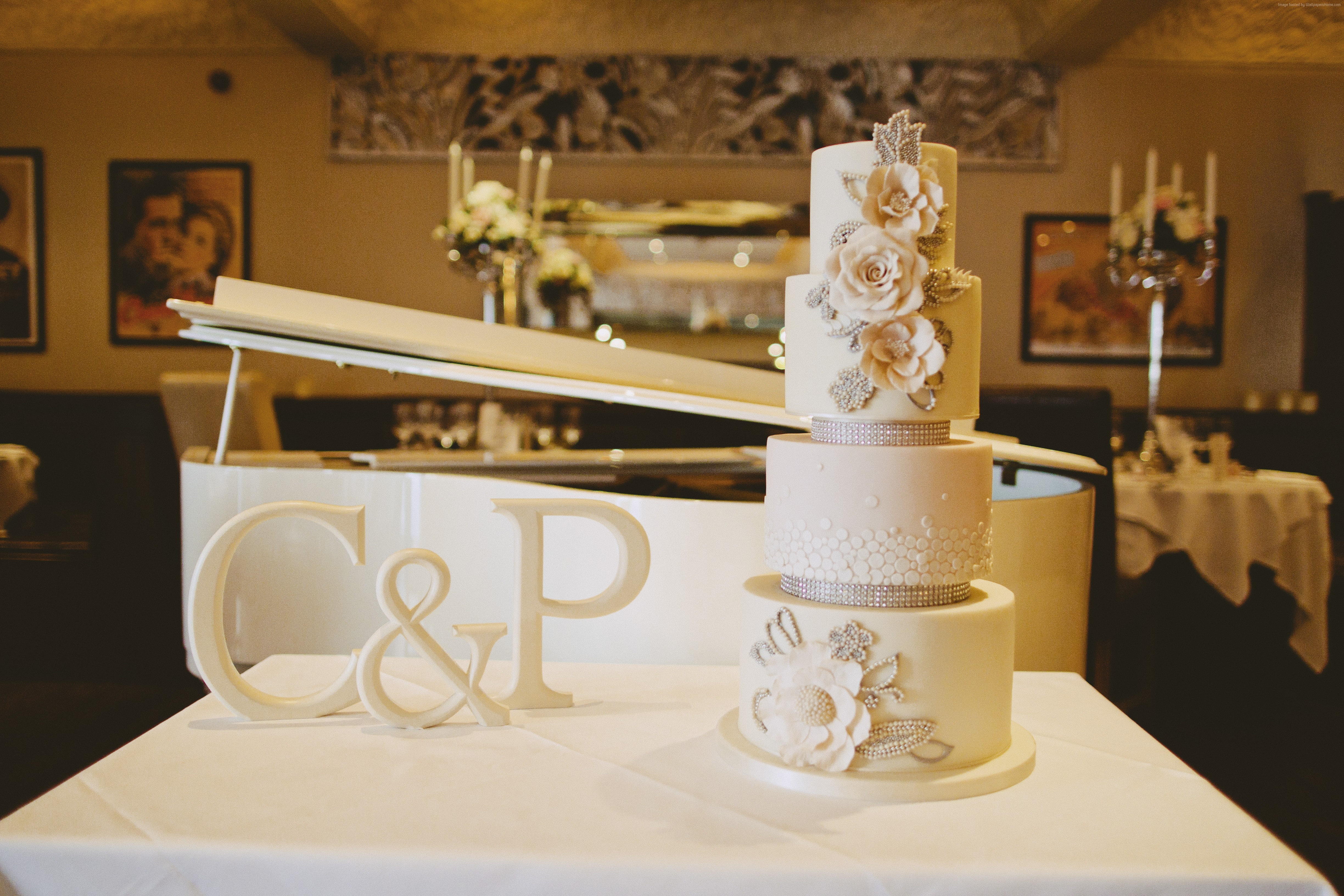 wedding cake, flowers, 4K, 4K, HD Wallpaper