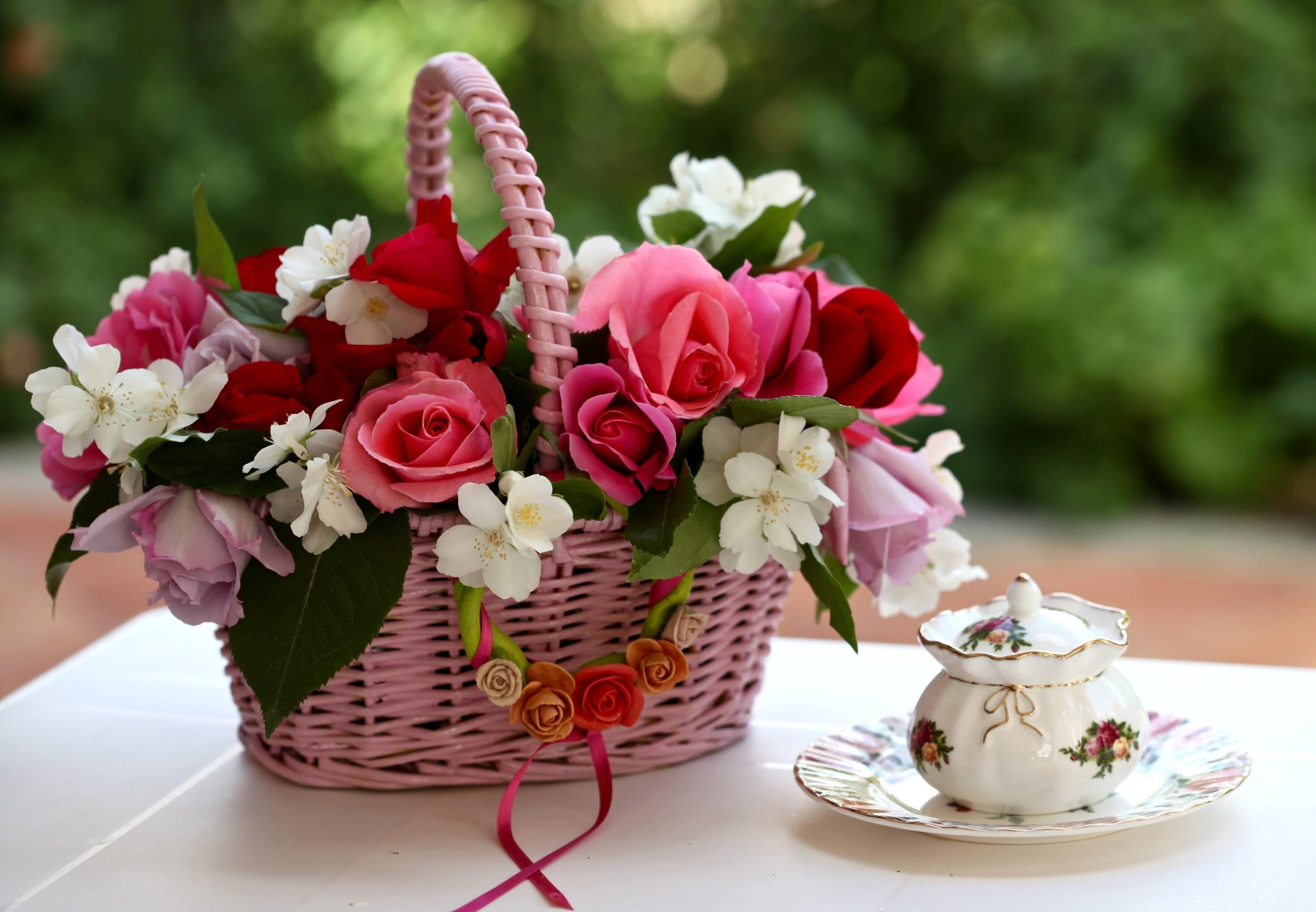 decoration, bouquet, plant, tableware, summer, food and drink, celebration, backgrounds, close-up, outdoors, shopping, decor, gift, white, arrangement, HD Wallpaper