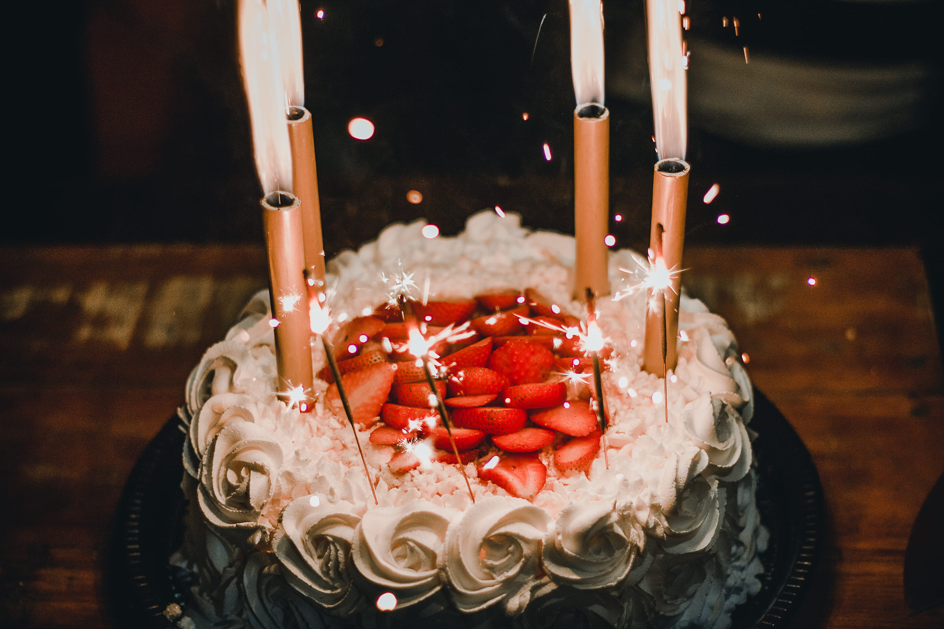 temptation, cream, birthday party, tasty, table, strawberry, no people, creamy, healthy eating, lighted, food, celebrate, dessert, pastry, birthday, sweet, HD Wallpaper