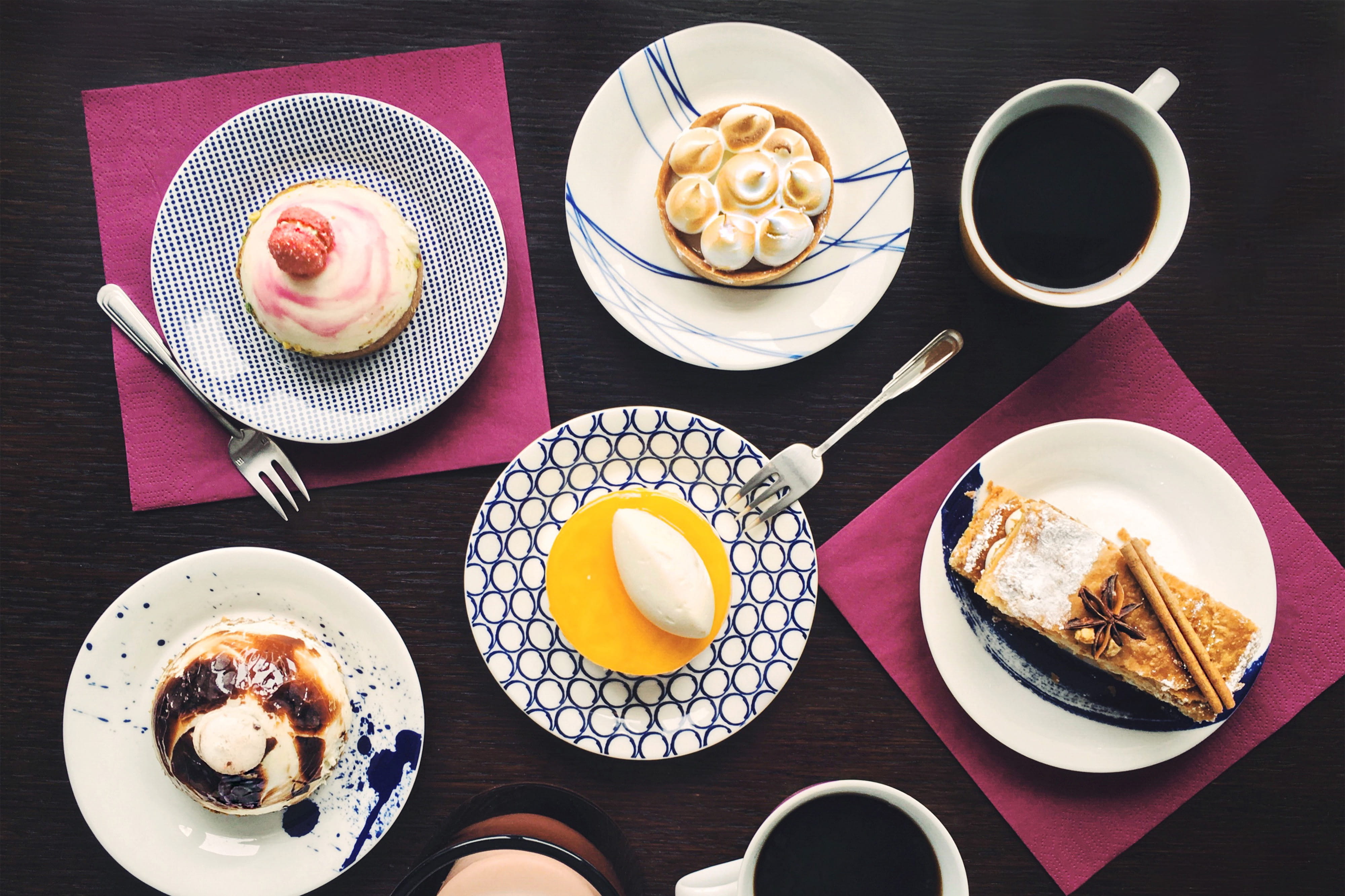 morning, place mat, cakes, drink, variation, no people, overhead, directly above, cake, cup, restaurant, restaurants, temptation, hot drink, egg yolk, refreshment, HD Wallpaper