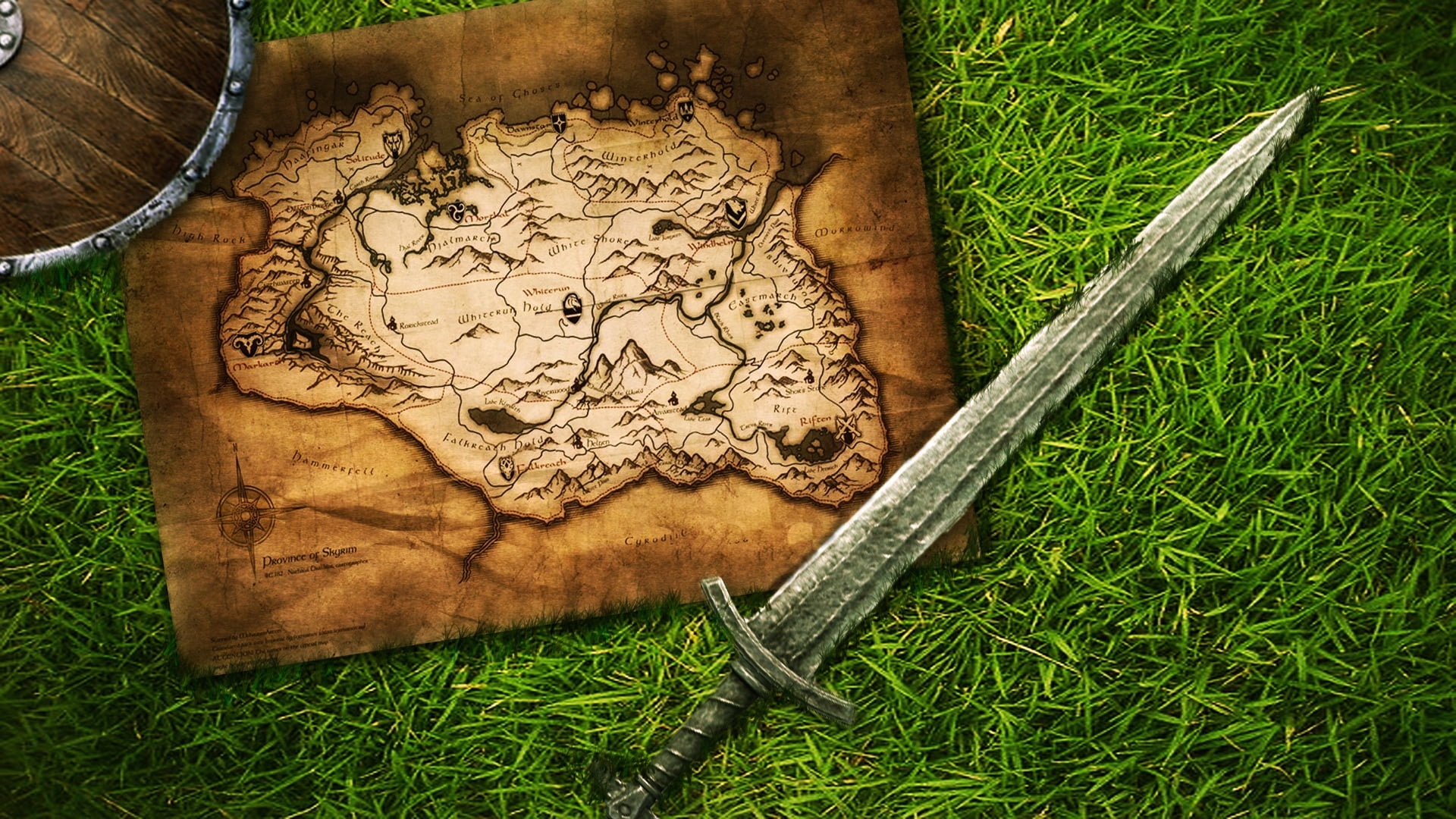outdoors, wood - Material, backgrounds, hand tool, steel, high angle view, tree, 1080P, ancient, map, old-fashioned, nature, medieval, no People, green color, HD Wallpaper