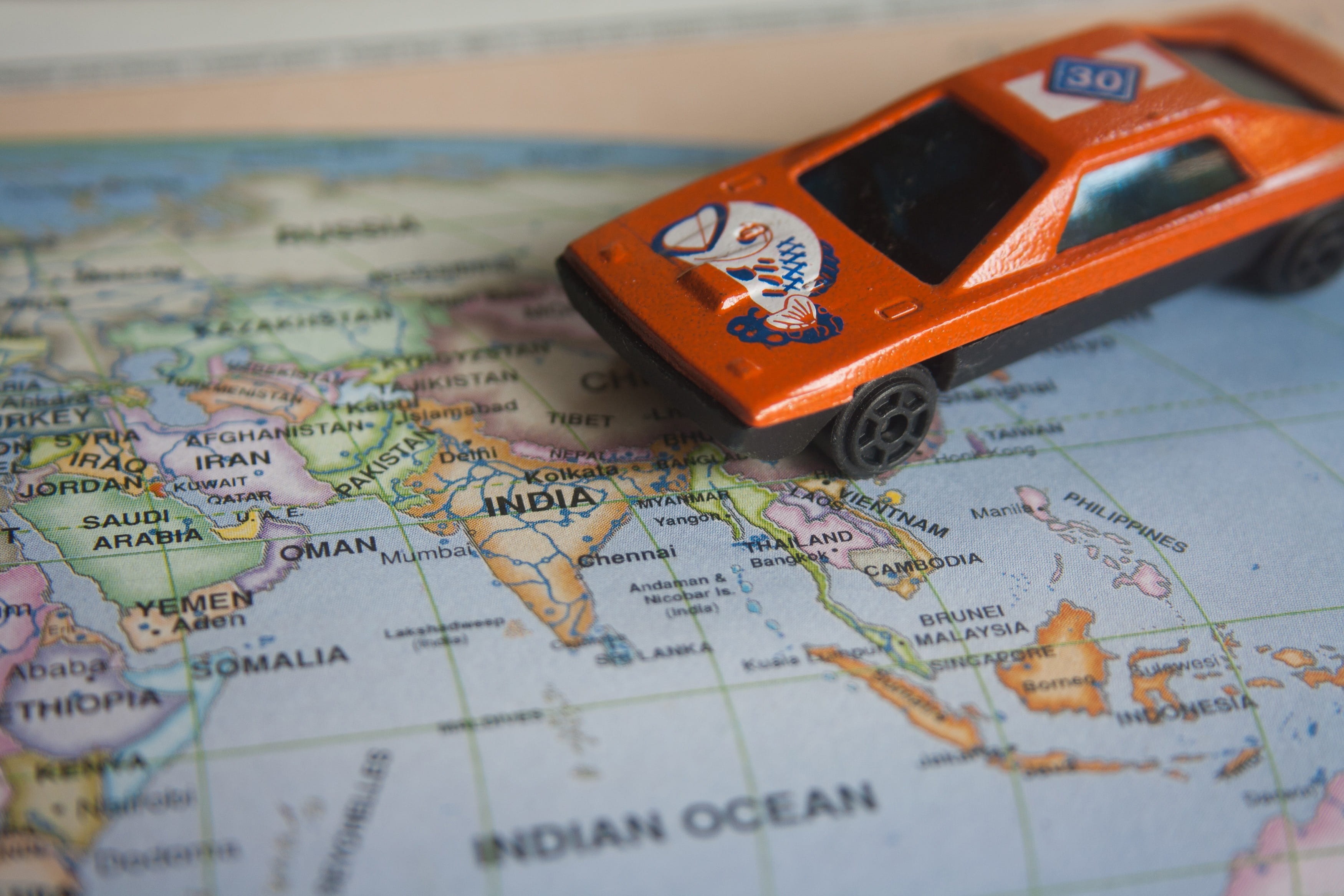 Road Trip, Trip, planning, journey, selective focus, World, 2K, cartography, toy, orange, map, world, direction, vehicle, education, no people, Car, navigation, HD Wallpaper