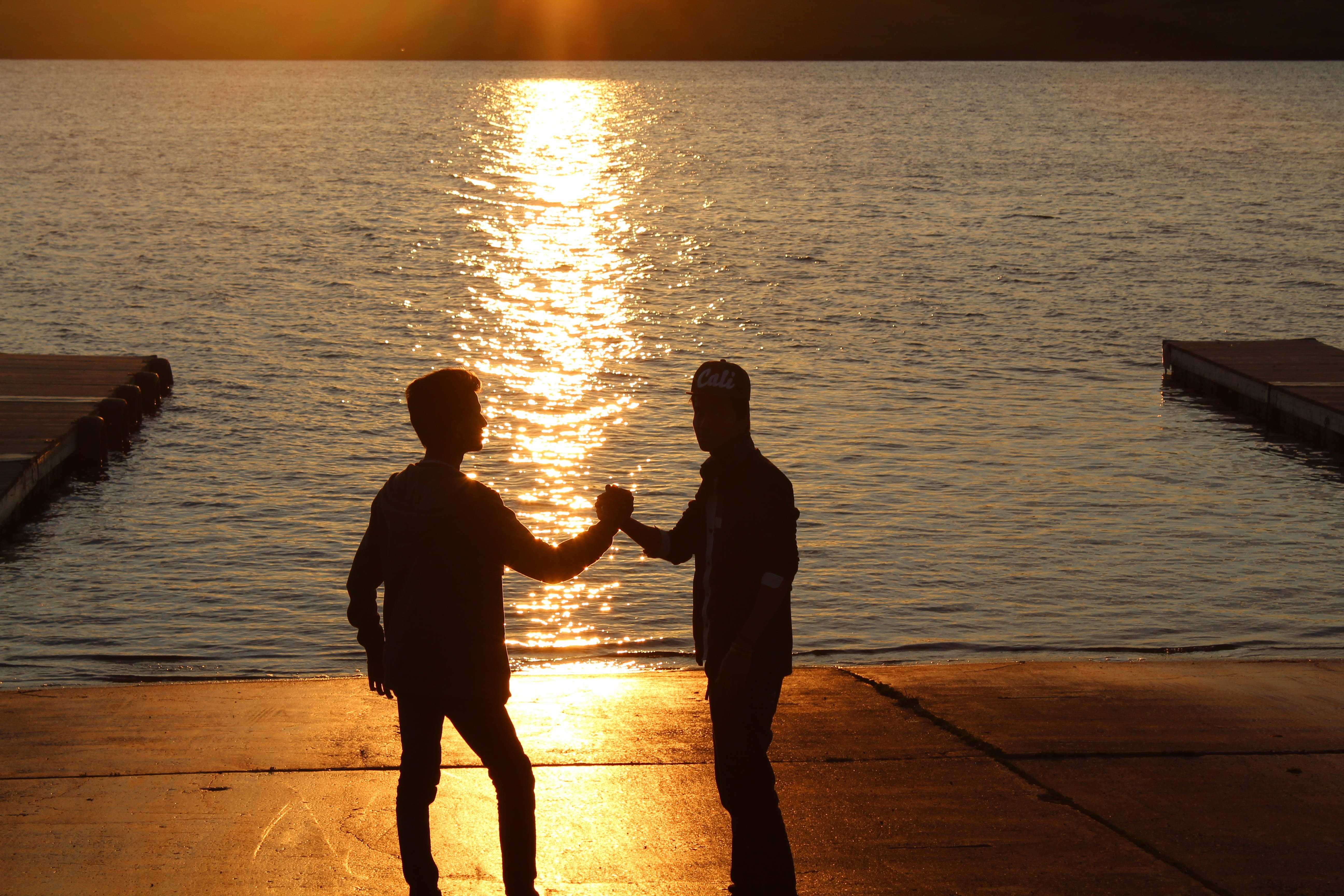 promise, scenics - nature, positive emotion, hands, togetherness, nature, best friends, holding, friendship, beauty in nature, men, 5K, orange color, evening, HD Wallpaper