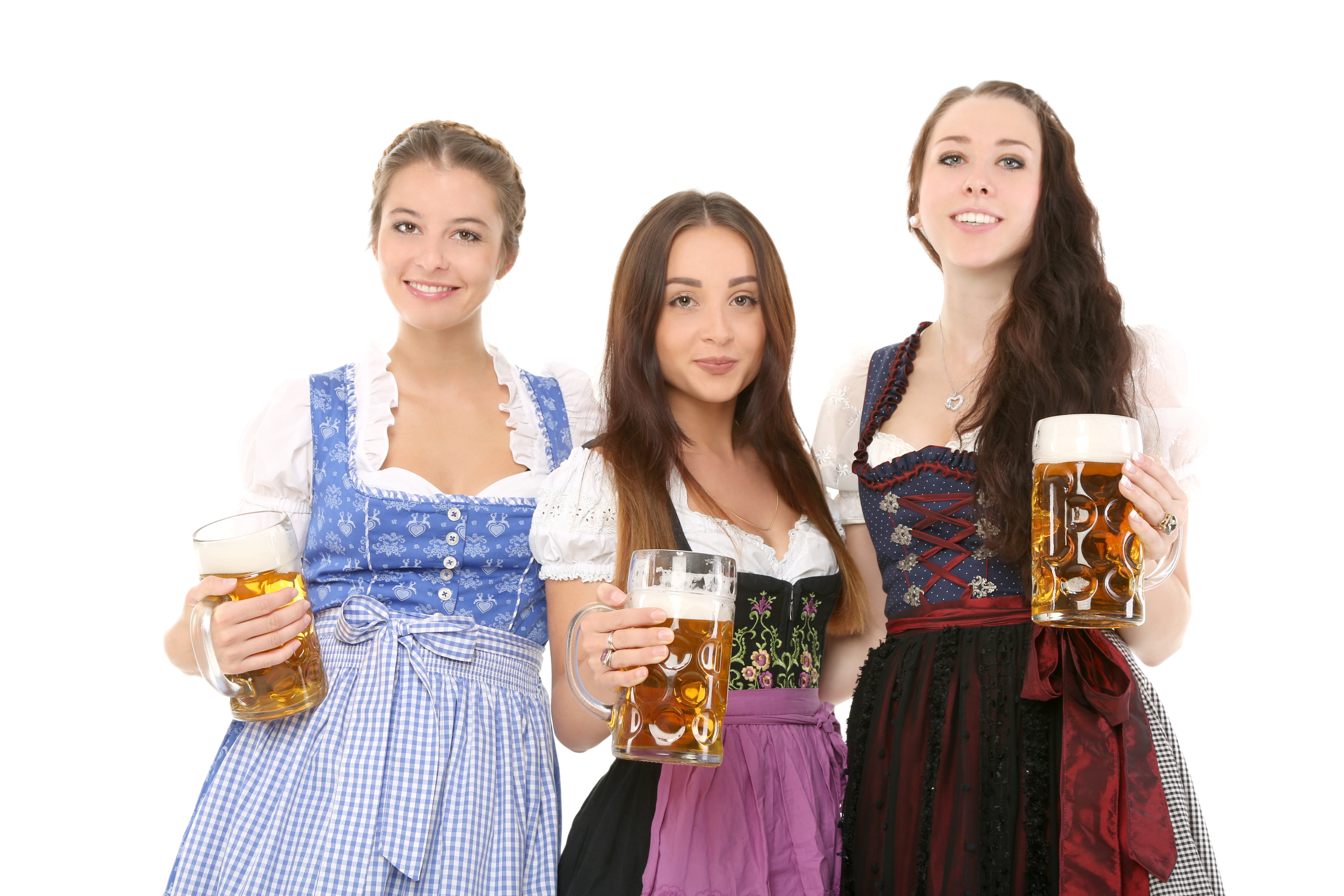 emotion, food and drink, group of people, woman, wearing, tankards, alcohol, three, friends, girl, mädl, bavaria, joy, man, folding, 5K, drinking, positive emotion, HD Wallpaper
