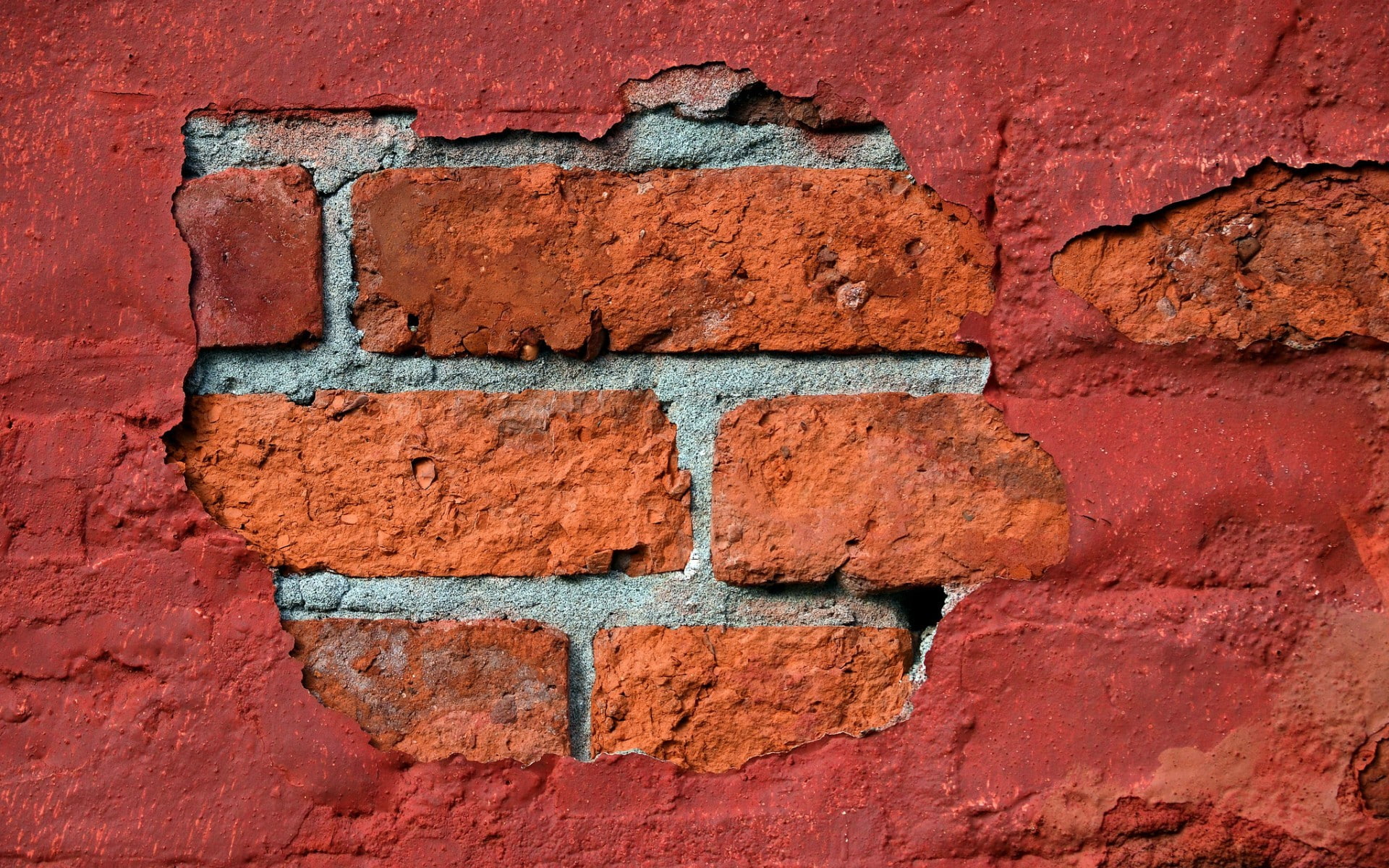 1080P, concrete, bricks, orange, wall, pattern, texture, red, HD Wallpaper