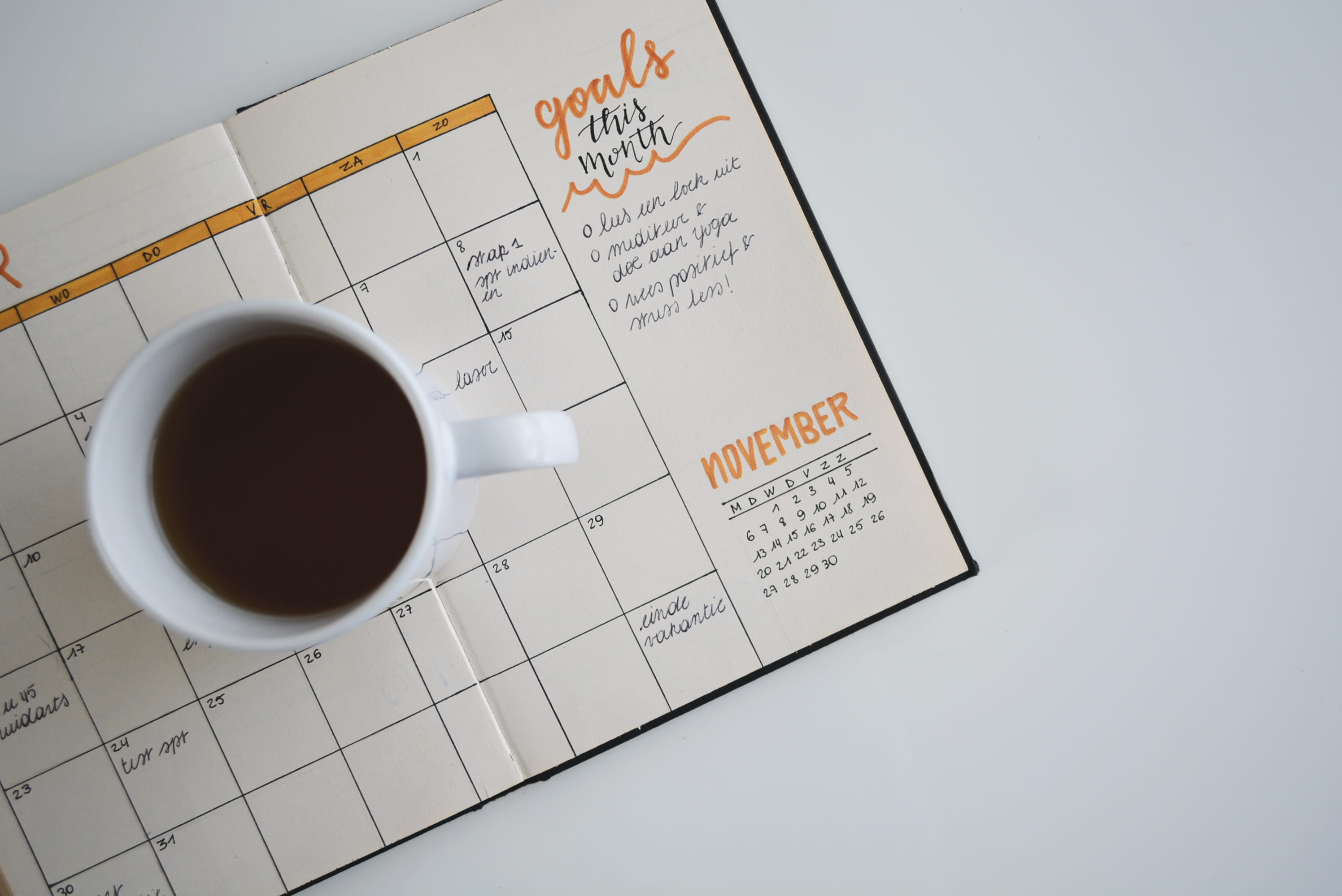 tea cup, coffee, agenda, cup, directly above, paperwork, ceramic, coffee cup, high angle view, copy space, close-up, paper, 2K, no people, refreshment, HD Wallpaper