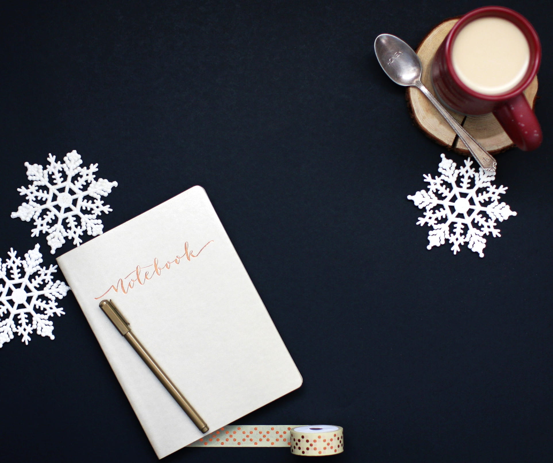 red, blue, paper, mug, snowflakes, studio shot, design, tea cup, refreshment, copy space, tea, black background, white, flatlay, near, food, indoors, text, HD Wallpaper