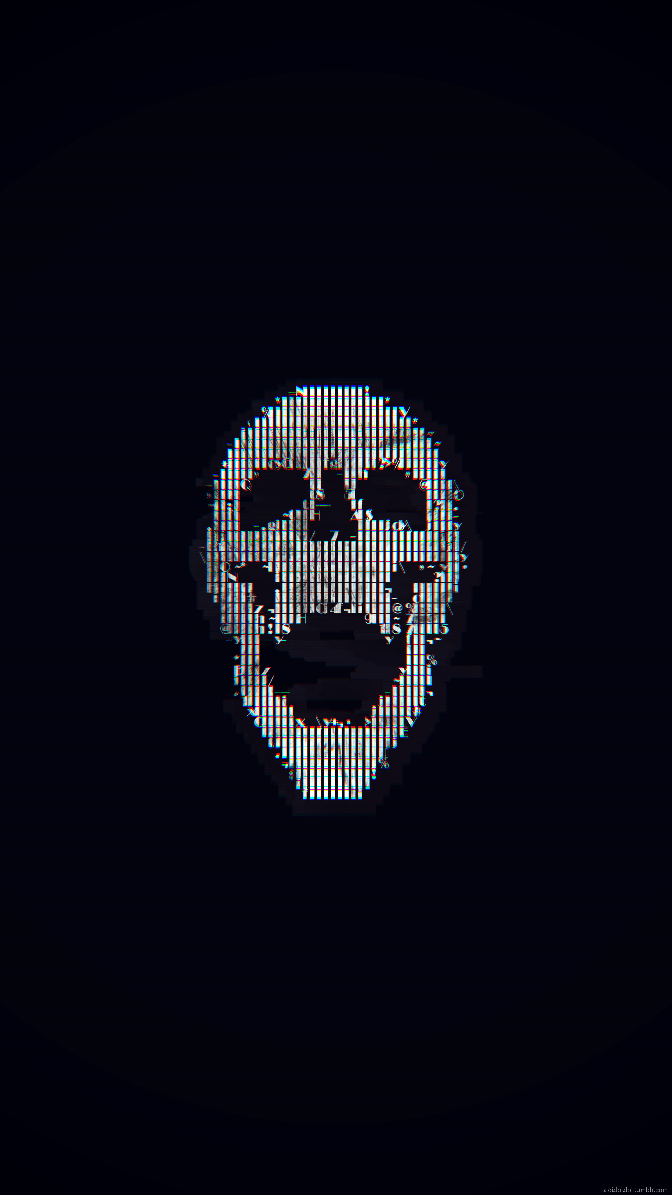 skull, glitch art, abstract, ASCII art, 4K, Phone HD Wallpaper