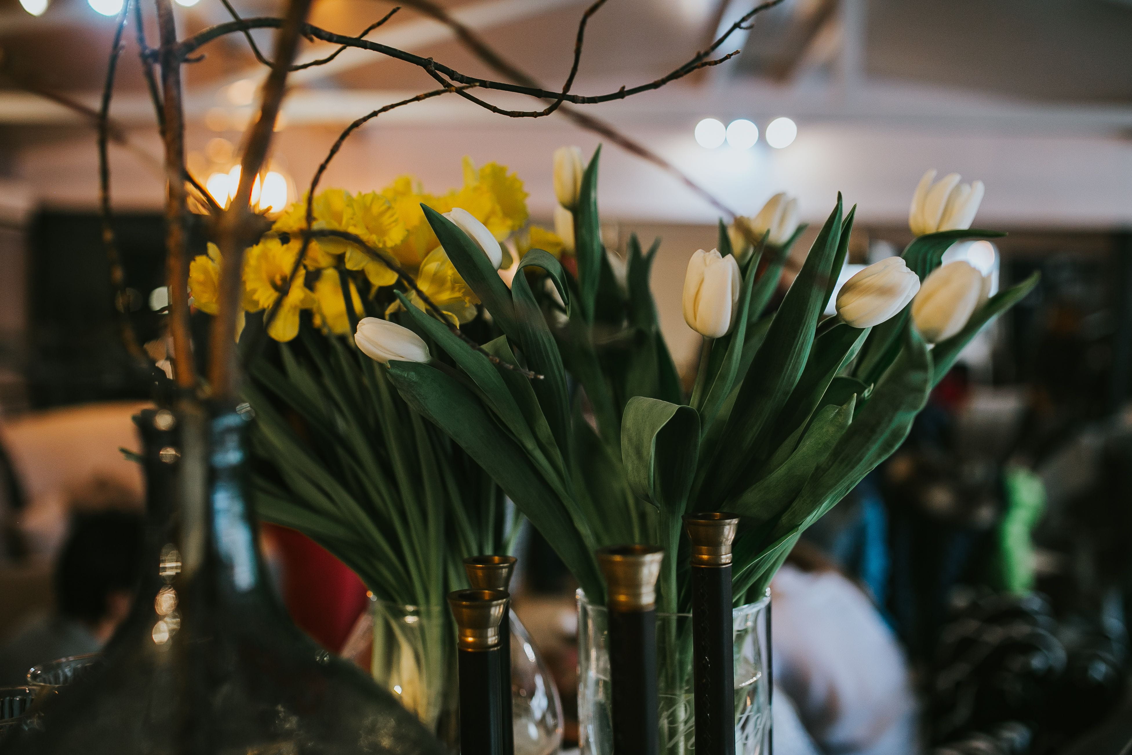 flower arrangement, beautiful, beauty in nature, freshness, inflorescence, flower, food and drink, 4K, Elegant, fragility, yellow, business, home, table, HD Wallpaper