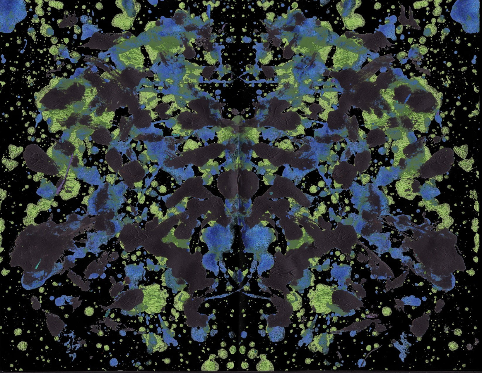 Rorschach test, digital composite, blue, pattern, leaf, ink, green, full frame, backgrounds, abstract, high angle view, day, green color, no people, plant part, HD Wallpaper