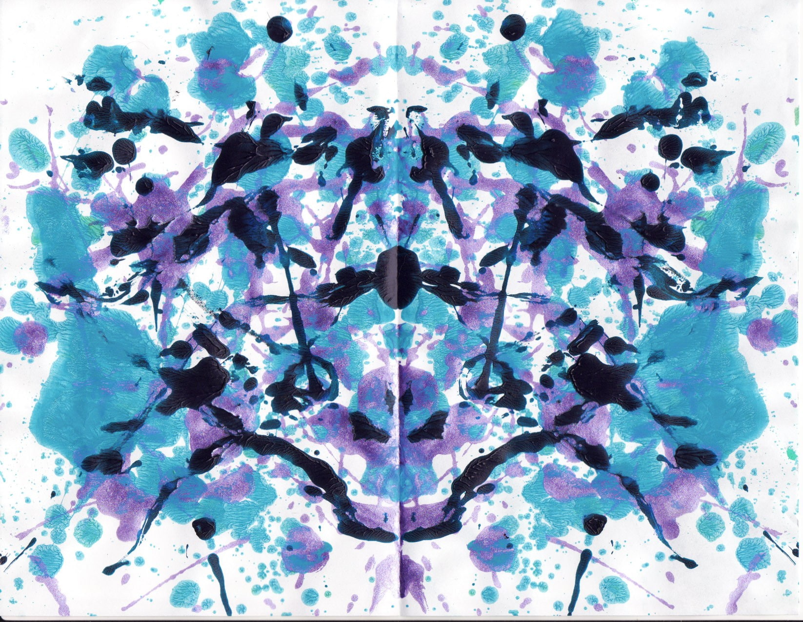 Rorschach test, ink, cyan, 720P, paint splatter, symmetry, HD Wallpaper