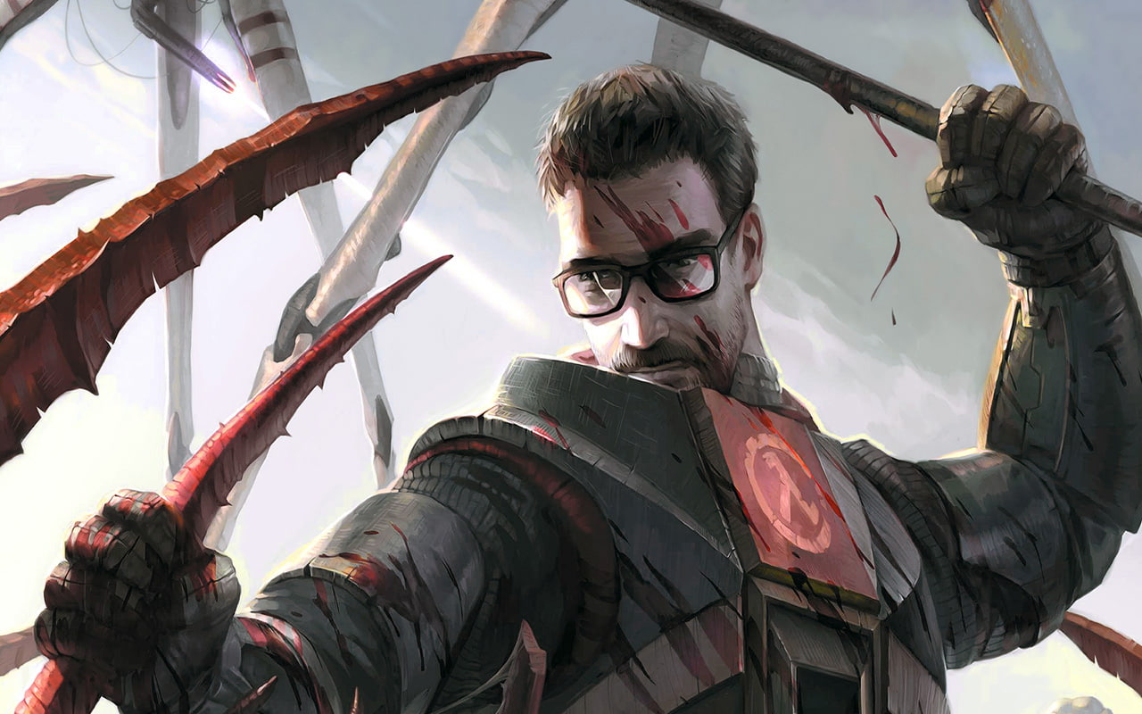 gordon, eyeglasses, glasses, blood, game, application, drawing, half, freeman, man, hd, 720P, life, video games, HD Wallpaper