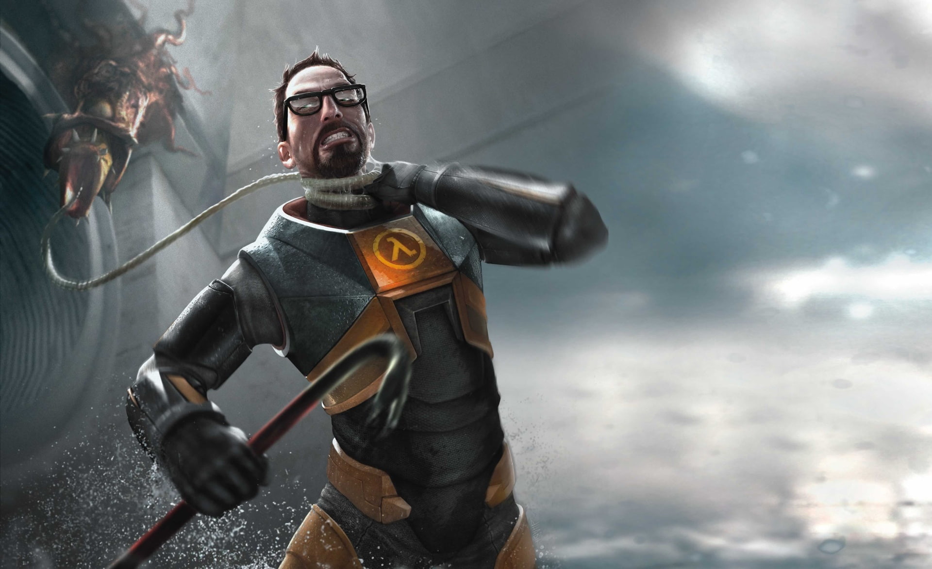 Half Life, effort, yellow, half life 2, men, man, vitality, healthy lifestyle, boxing - sport, suit, exercising, Gordon, freeman, young adult, hl, adult, HD Wallpaper