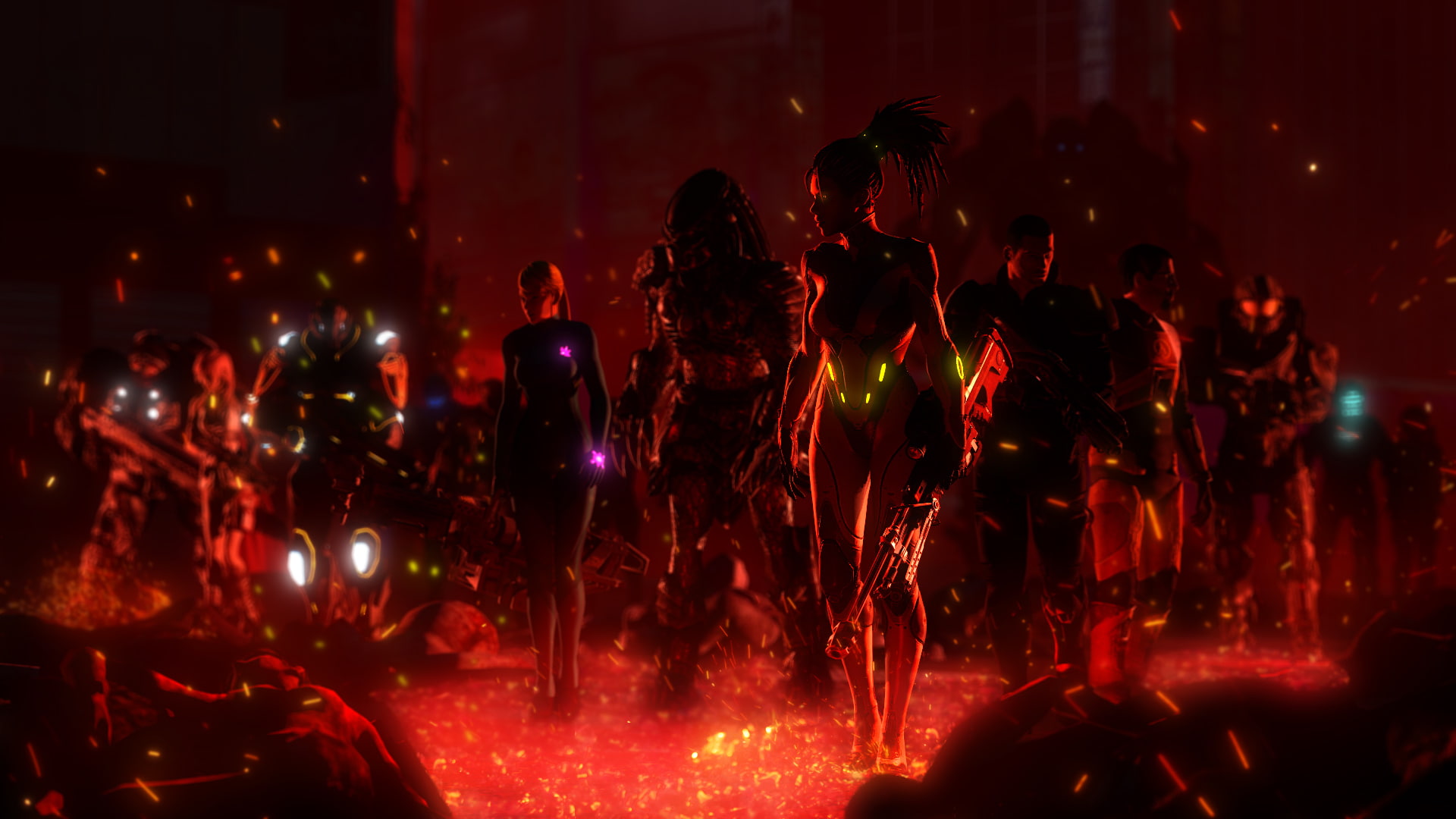 Gordon Freeman, Shepard, mass effect, characters, Half-Life, halo, art, Samus Aran, Sarah kerrigan, 1080P, starcraft, predator, HD Wallpaper