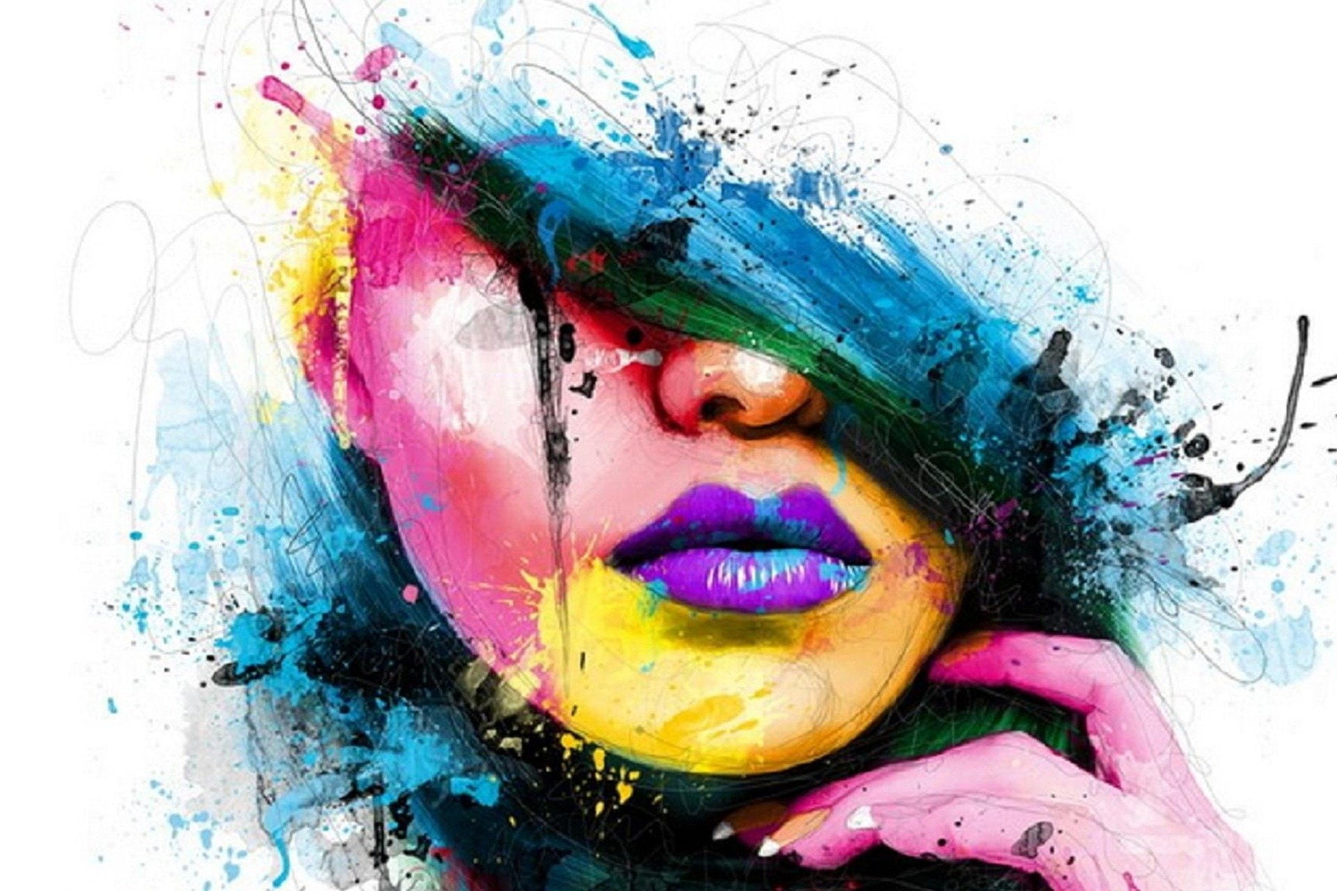 Mujer, Rostro, Colores, 1080P, abstracto, HD Wallpaper