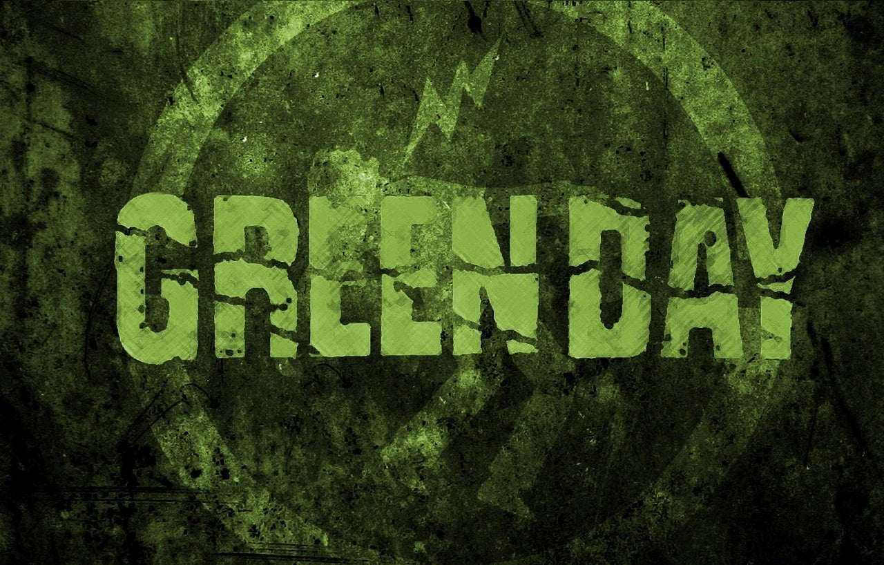 720P, communication, green color, backgrounds, built structure, Green Day, old, text, no people, single word, message, textured effect, weathered, capital letter, HD Wallpaper