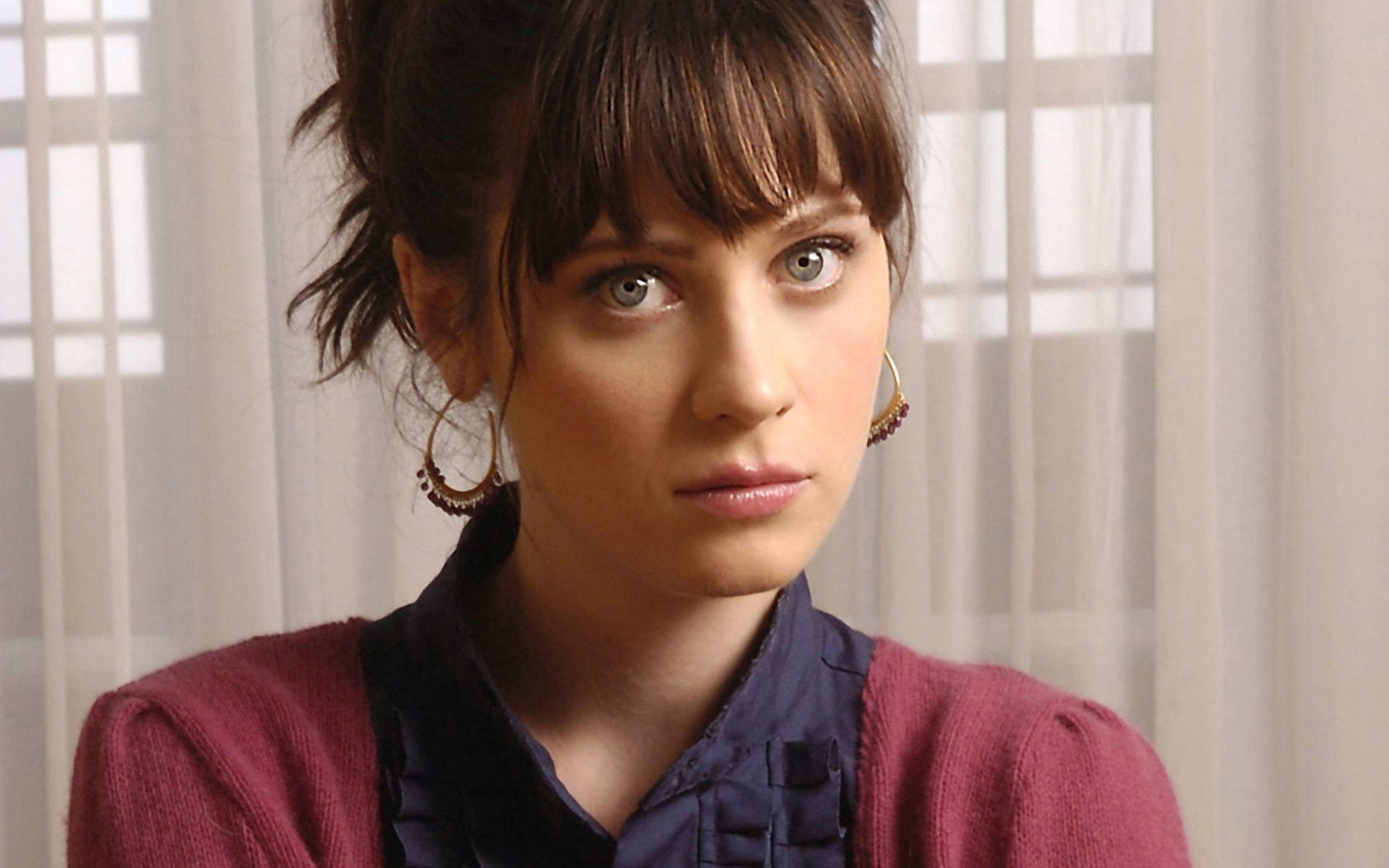 women, 720P, actress, green eyes, Zooey Deschanel, brunette, HD Wallpaper