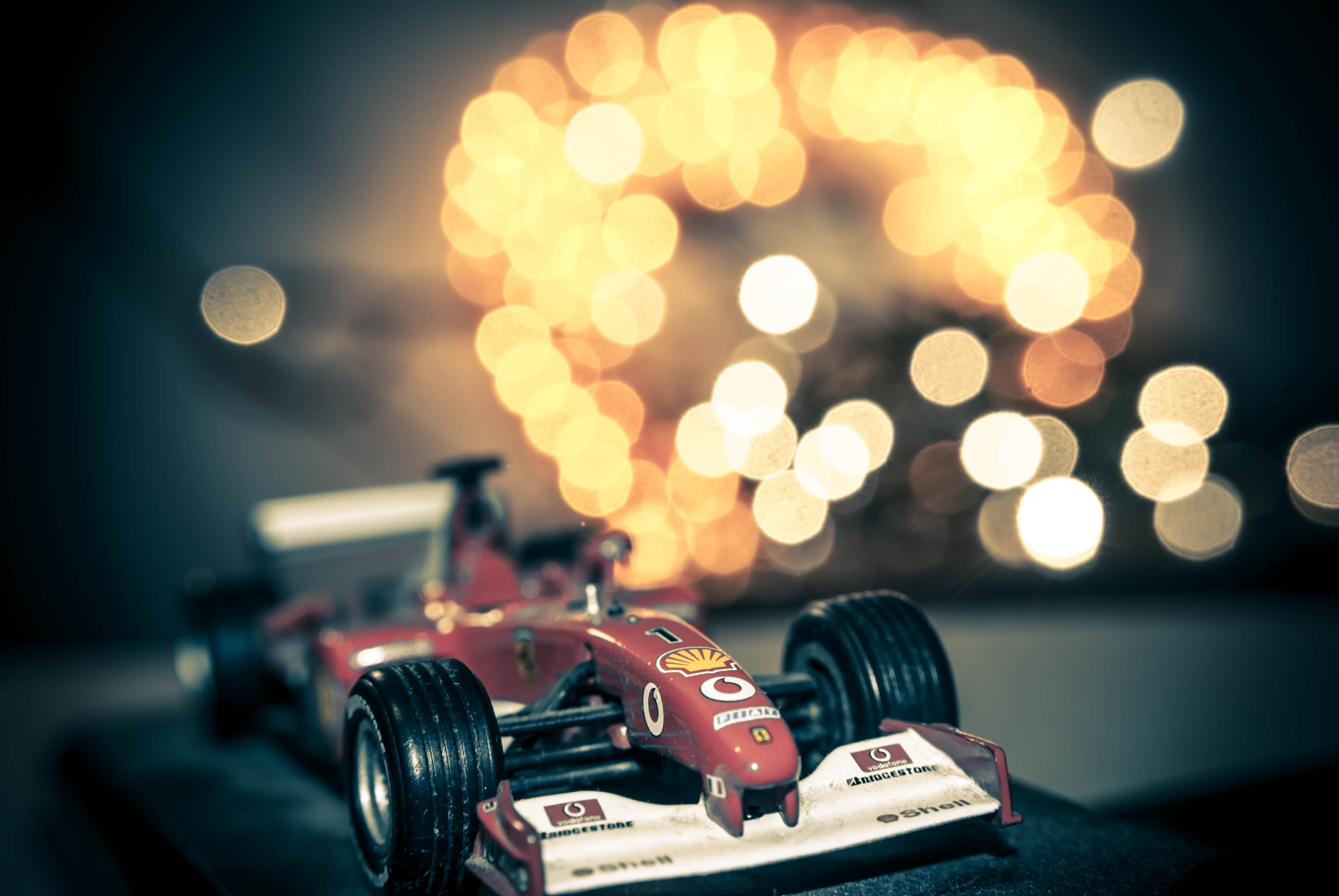 car, 4K, toys, filter, macro, vignette, bokeh, HD Wallpaper