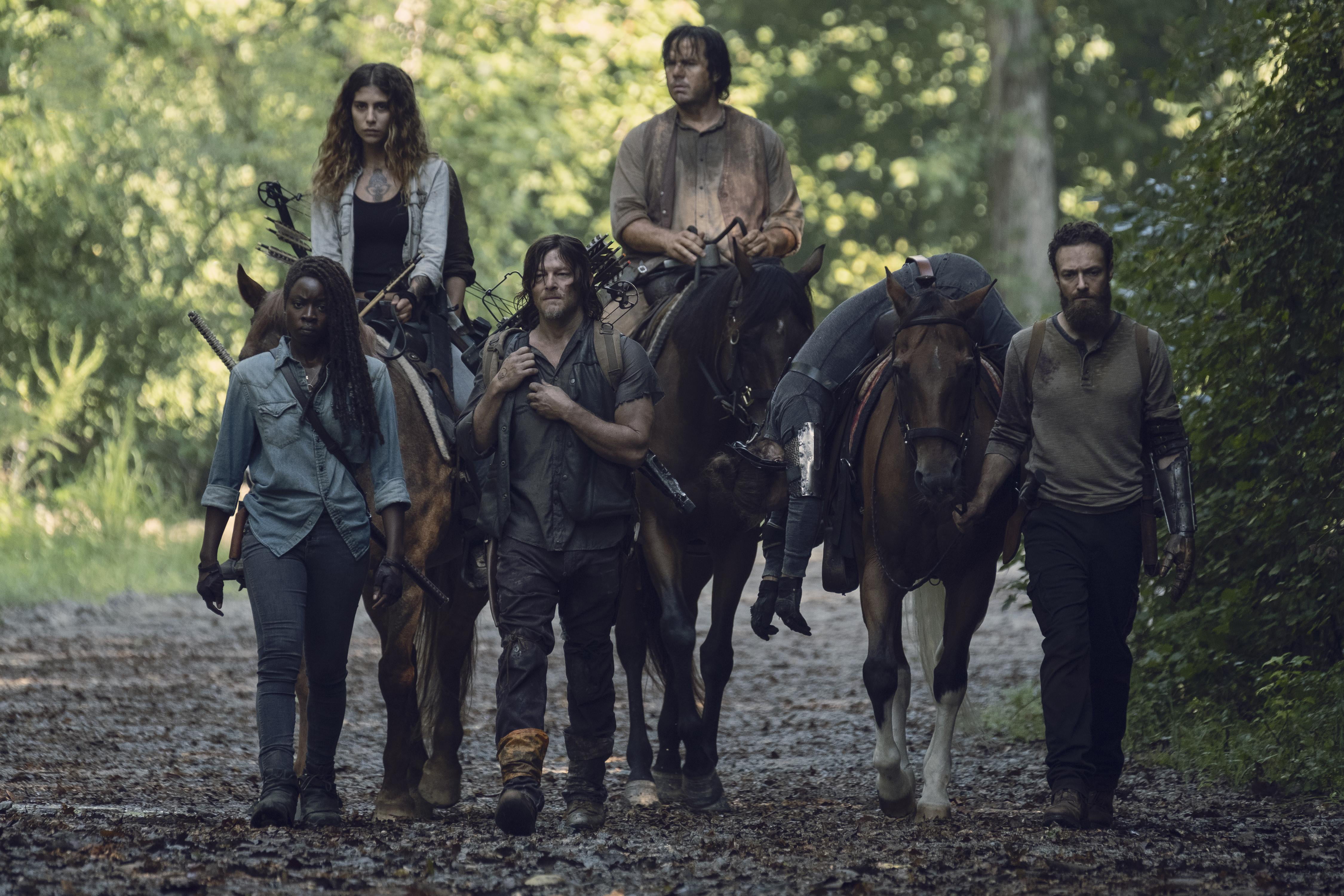 Aaron (The Walking Dead), 4K, TV Show, Eugene Porter, Daryl Dixon, Michonne (The Walking Dead), Norman Reedus, Ross Marquand, Josh McDermitt, The Walking Dead, HD Wallpaper