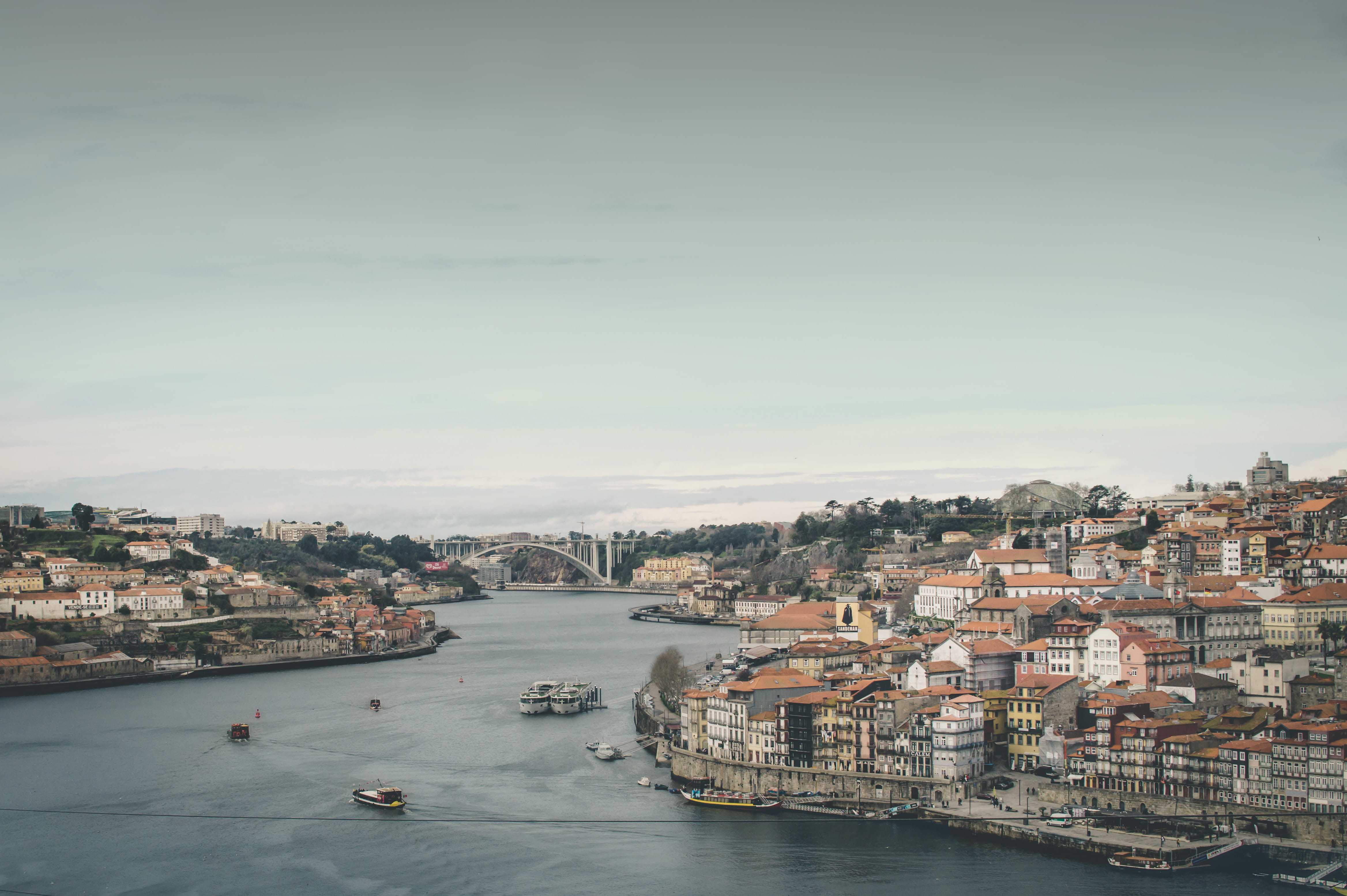 portugal, city, water, building, residential district, built structure, architecture, porto, waterfront, 4K, building exterior, sea, douro, no people, HD Wallpaper