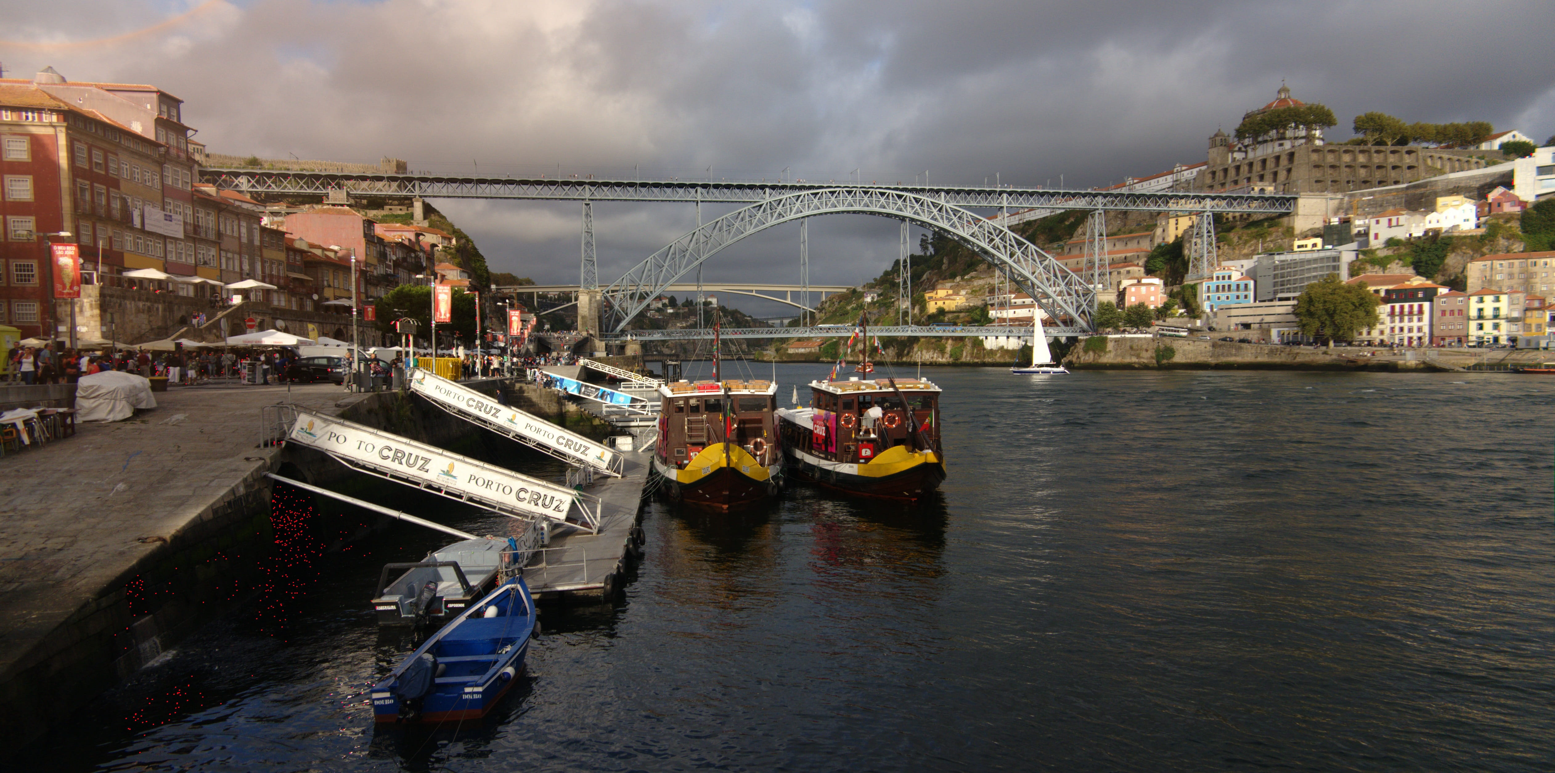 4K, bridge - Man Made Structure, porto - Portugal, no people, Bridge, famous Place, water, mode of transportation, douro River, the Douro, cloud - sky, HD Wallpaper