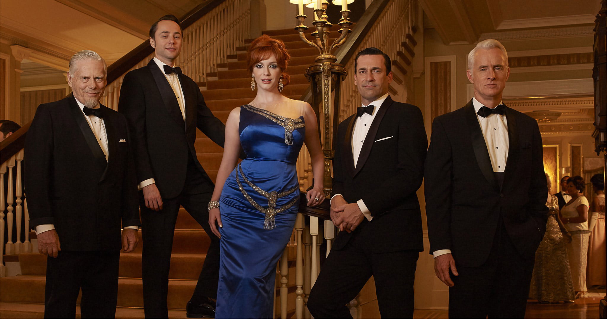 people, adult, three quarter length, don draper, males, ballgown, looking at camera, blue, dress, 1080P, mature men, smiling, betty francis, fashion, senior men, HD Wallpaper