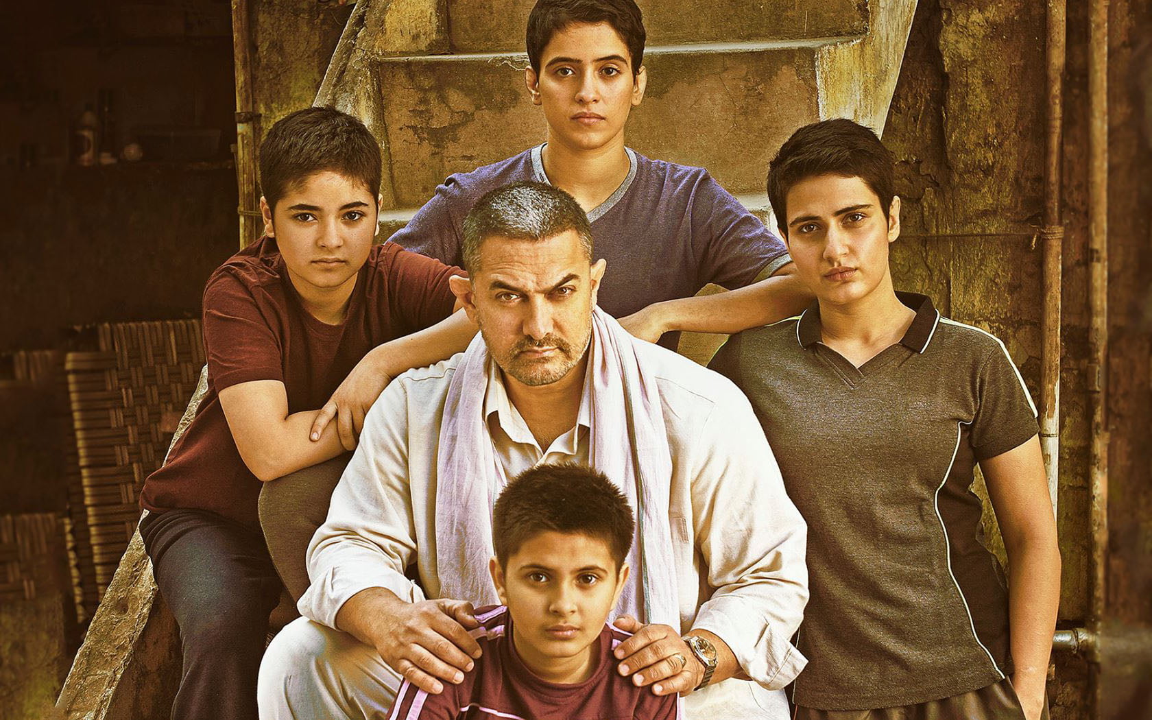poster, looking at camera, lifestyles, child, front view, adult, casual clothing, bollywood, Bollywood Movies, 720P, dangal, portrait, 2016, teenager, HD Wallpaper