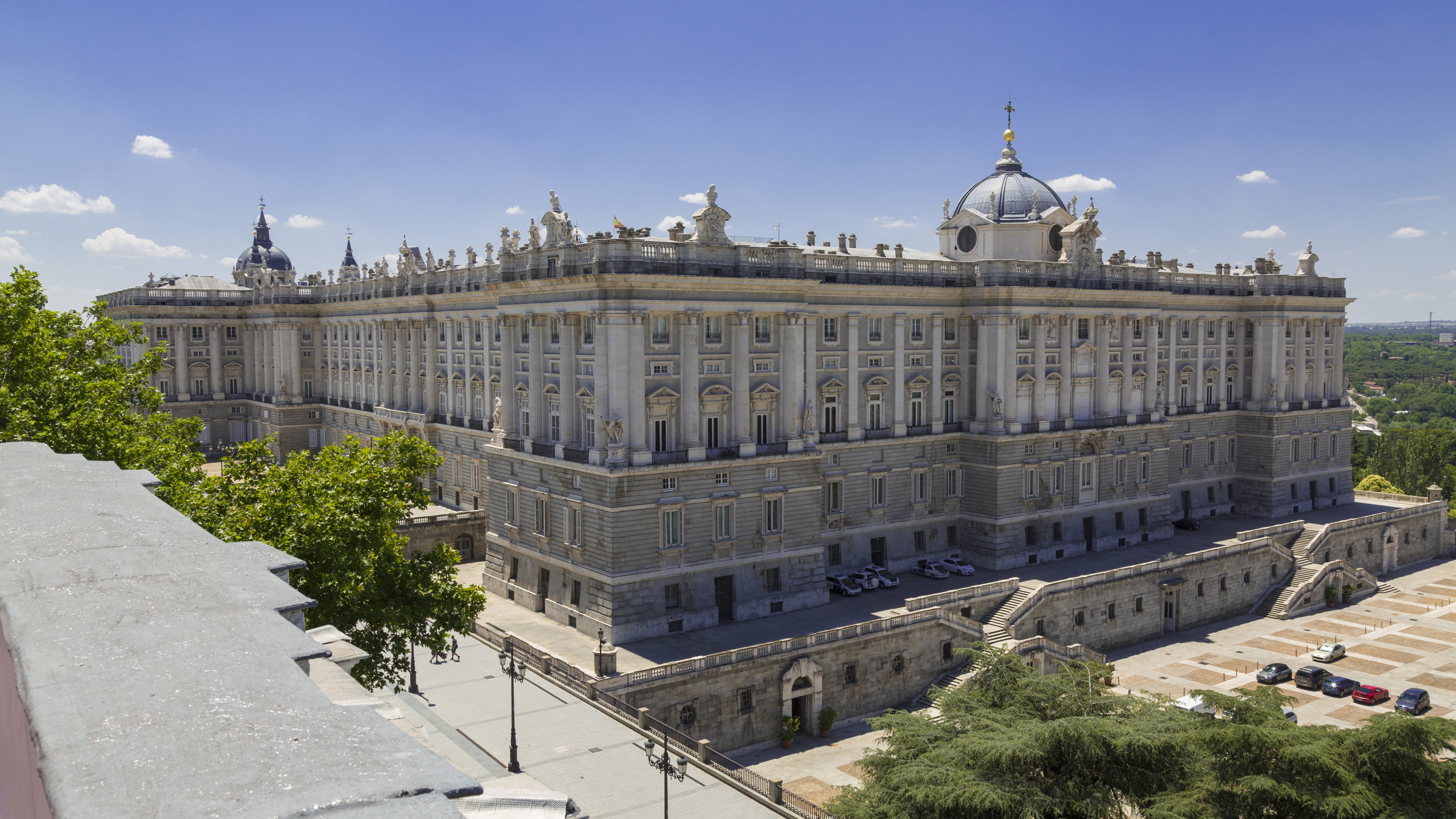 spain, travel, royal, almudena, palace, 5K, architecture, history, tree, day, europe, outdoors, spanish, madrid, heritage, king, travel destinations, built structure, HD Wallpaper
