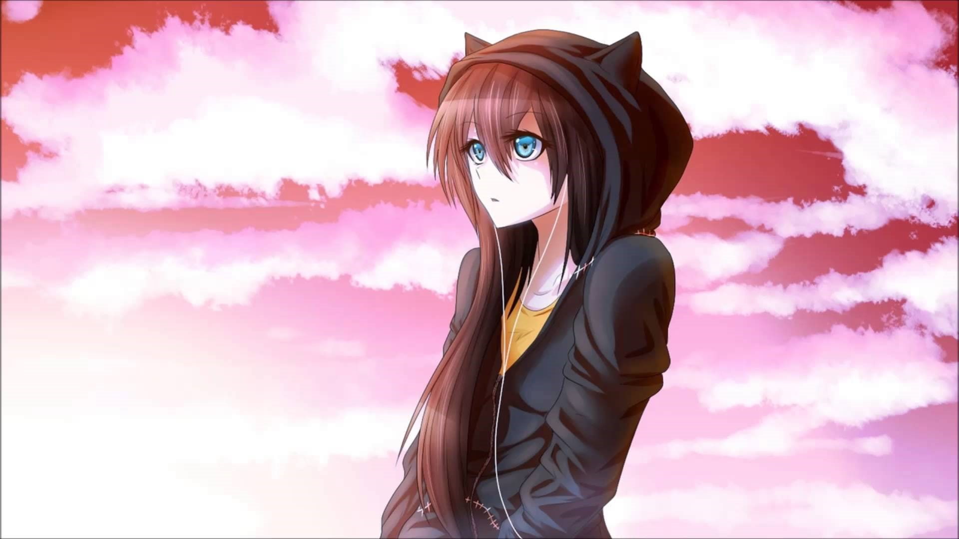 adult, Ears, one person, Forgiven, cloud - sky, purple, waist up, hair, women, Art, nature, digital composite, Anime, 1080P, Girl, Nightcore, outdoors, HD Wallpaper