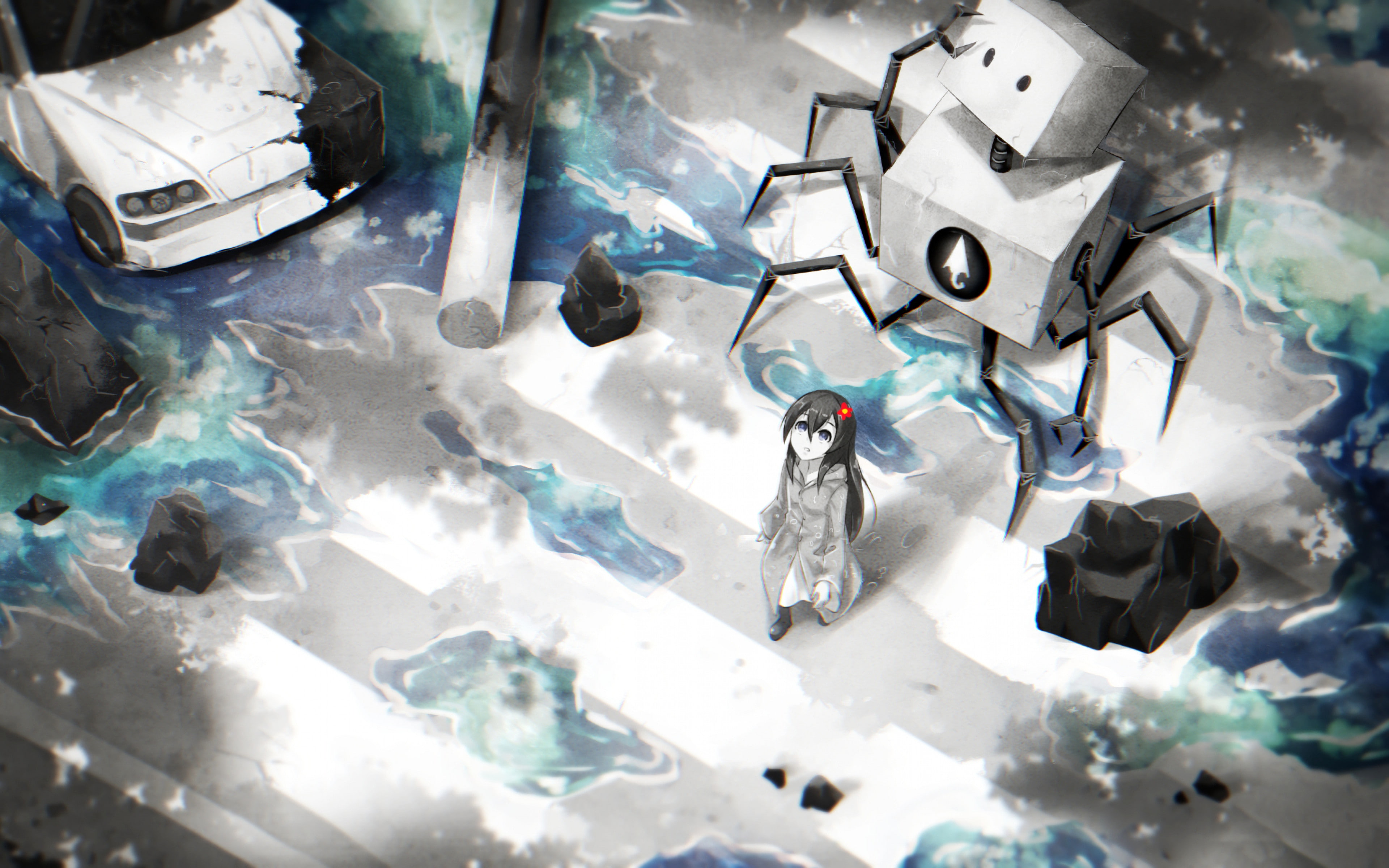 girl backgrounds, download 3840x2400 nightcore, nightcore, 4K, anime, robot, HD Wallpaper