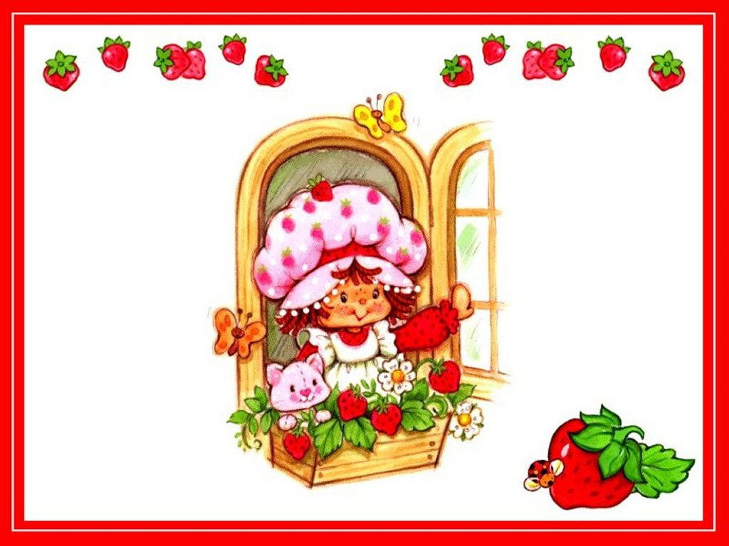 strawberry, shortcake, cartoon, 480P, cute, entertainment, art, strawberry shortcake, hd, HD Wallpaper