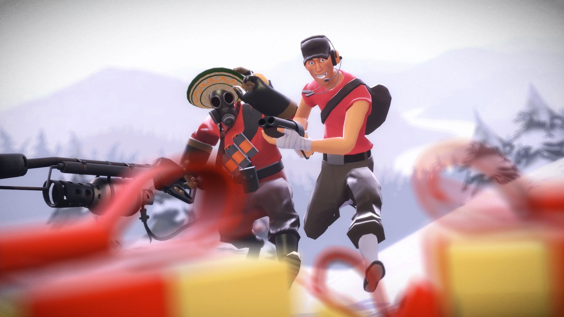 standing, sport, men, snow, crash helmet, competition, two, 1080P, Scout (character), young men, adult, Pyro (character), sportsman, activity, HD Wallpaper