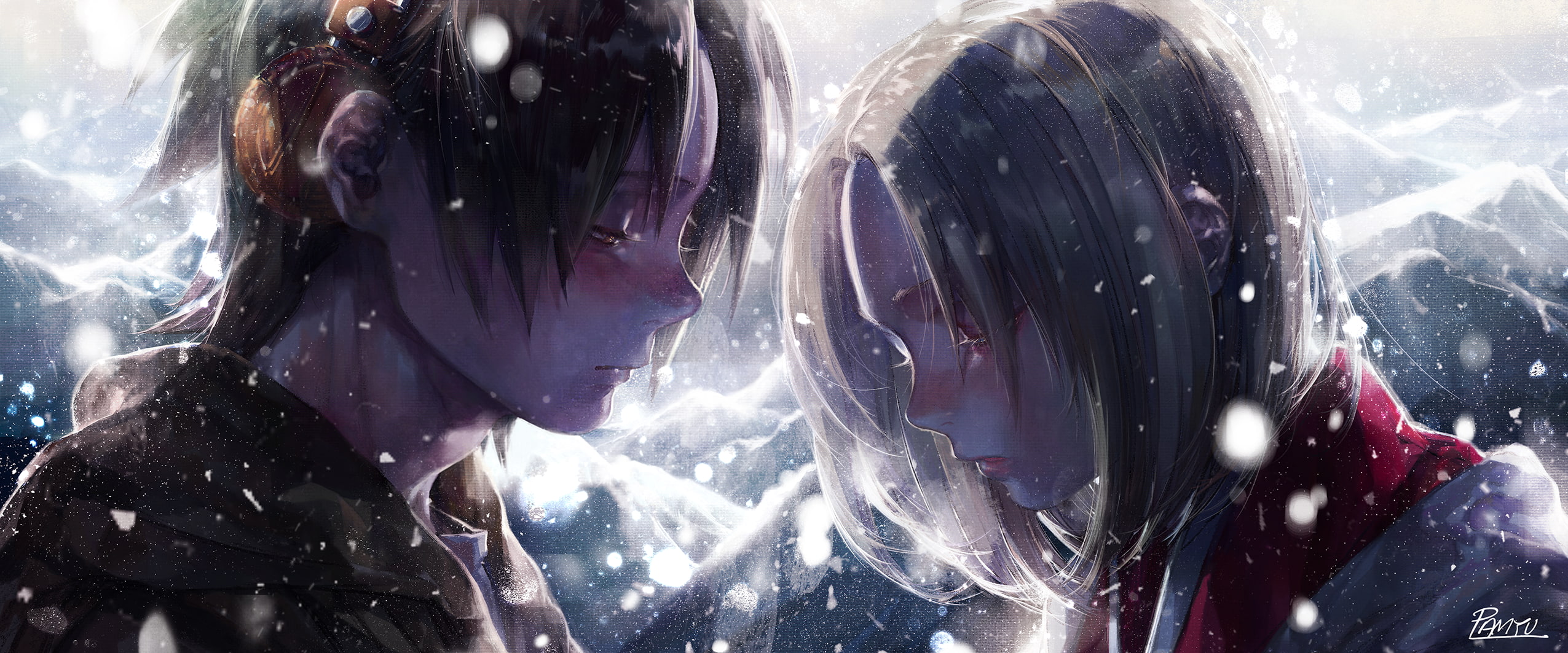 anime girls, multiple display, 1080P, love, anime boys, HD Wallpaper
