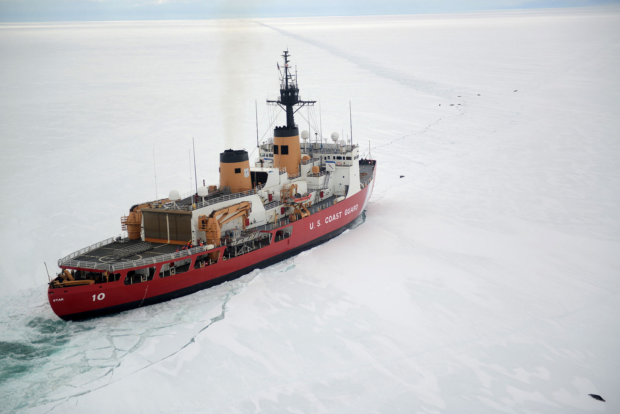 Coast Guard, 1080P, icebreakers, coast guards, birds eye view, cold, Antarctica, ship, ice, snow, HD Wallpaper
