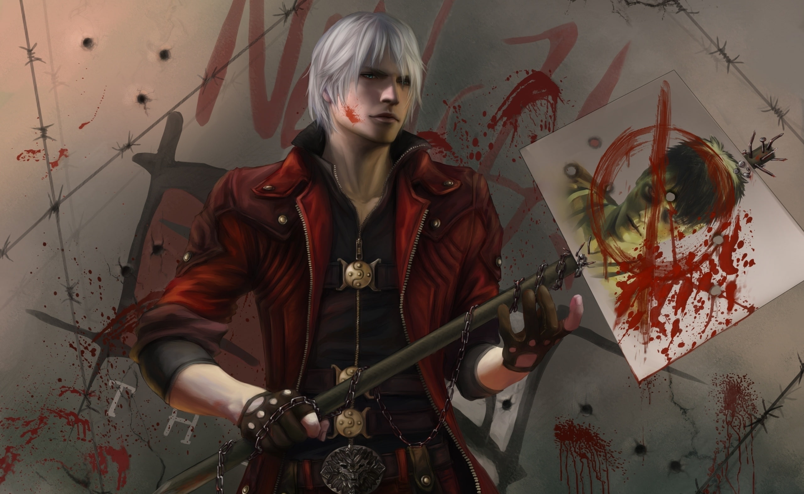 holding, 2K, wall - building feature, weapon, standing, one person, Dante, leisure activity, portrait, illustration, may, women, clothing, indoors, Devil, HD Wallpaper