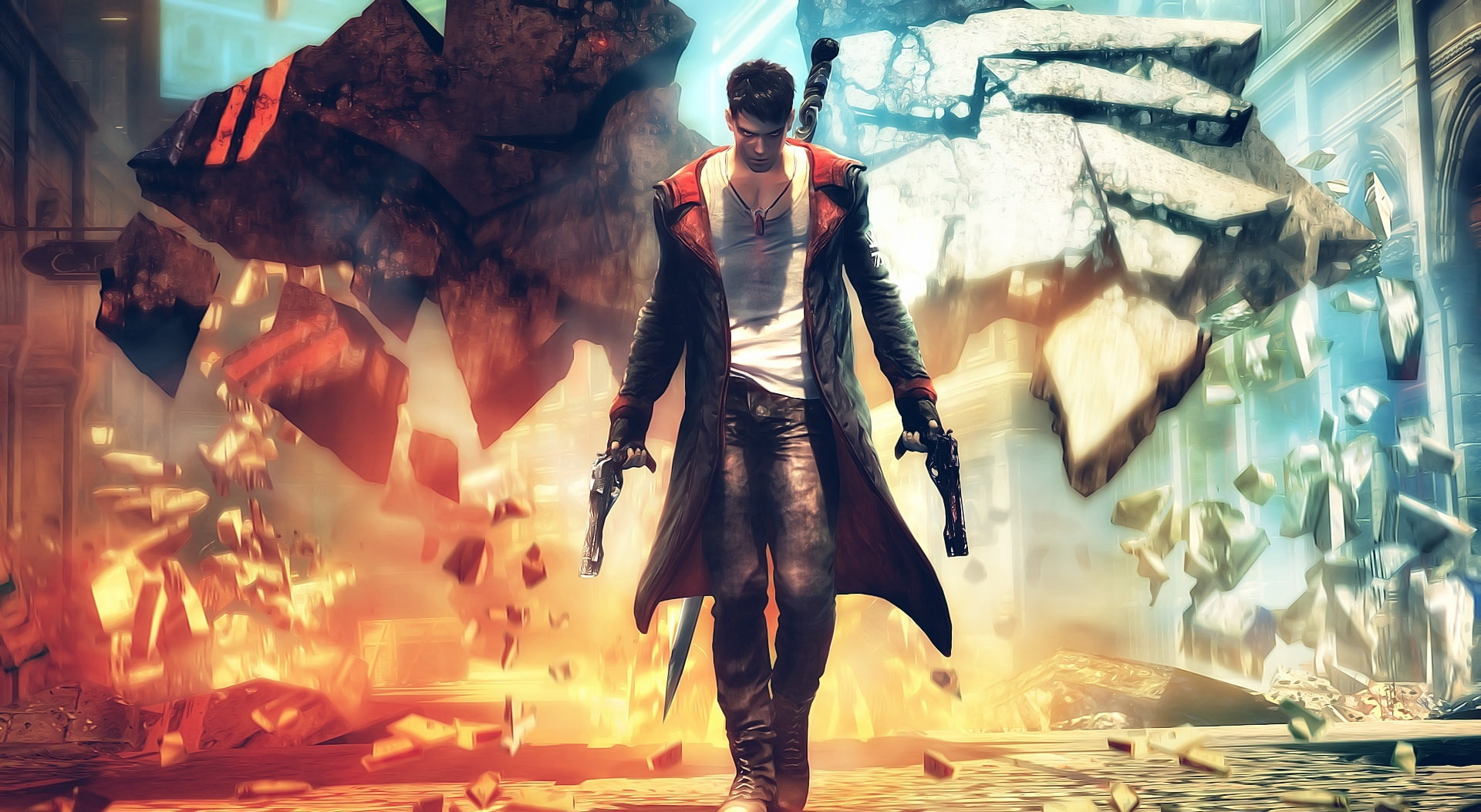 indoors, protection, security, front view, Devil May Cry, standing, window, new dante, Games, adult, hd, full length, fire - natural phenomenon, casual clothing, HD Wallpaper