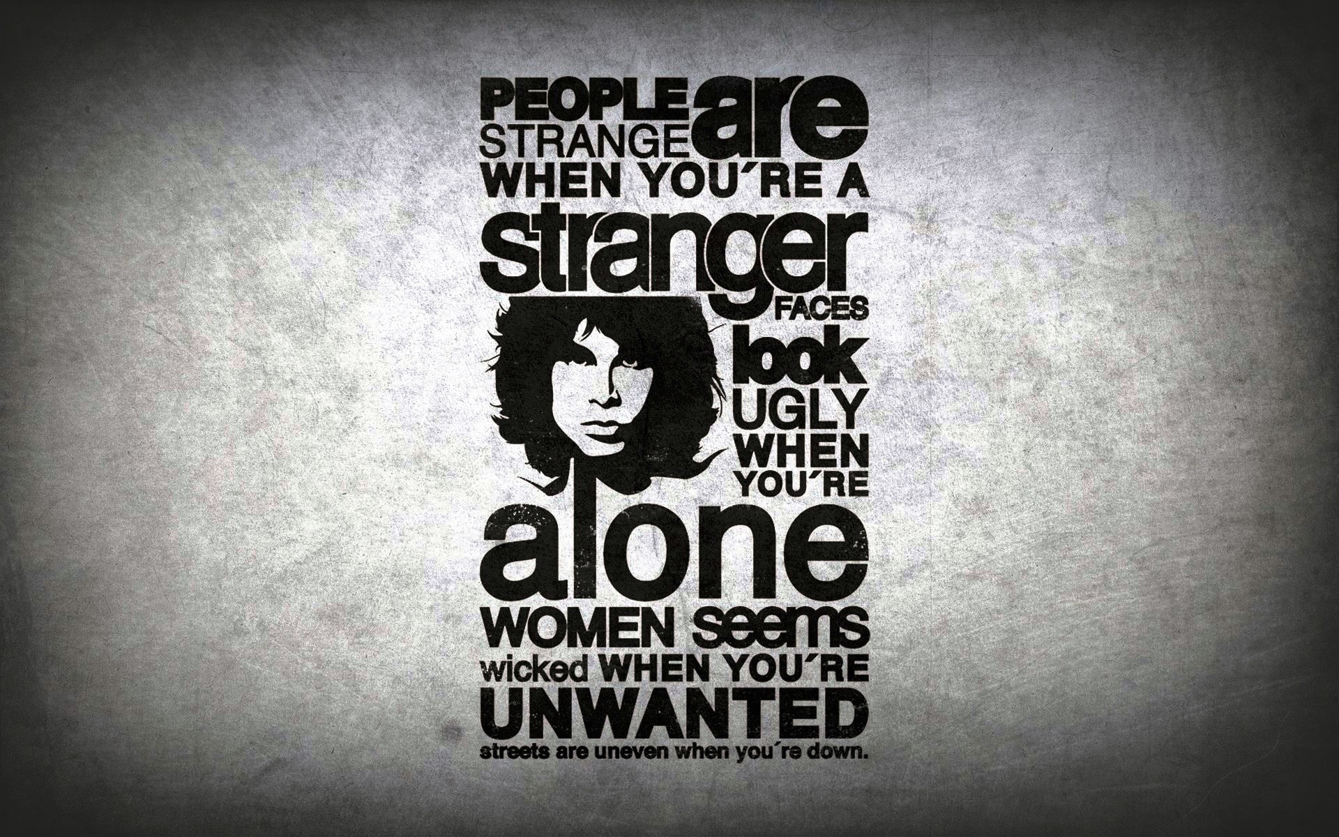 People Are Strange, quote, 1080P, The Doors (Music), simple background, Jim Morrison, The Doors, typography, lyrics, HD Wallpaper