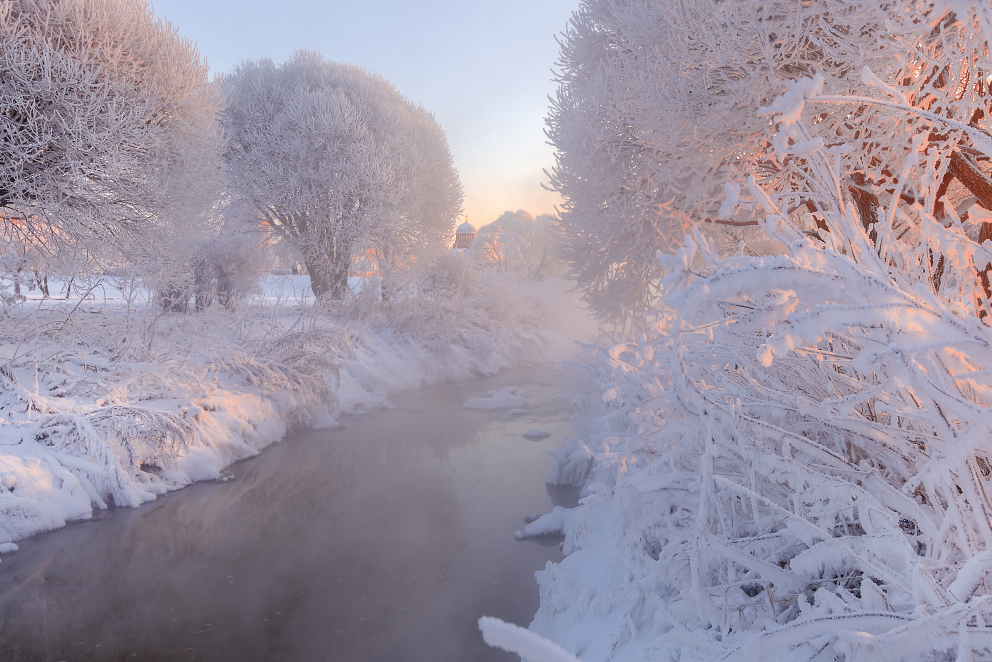 water, sky, ice, Russia, nature, plant, landscape, tranquil scene, day, cold temperature, snow, beauty in nature, tranquility, outdoors, covering, white color, HD Wallpaper