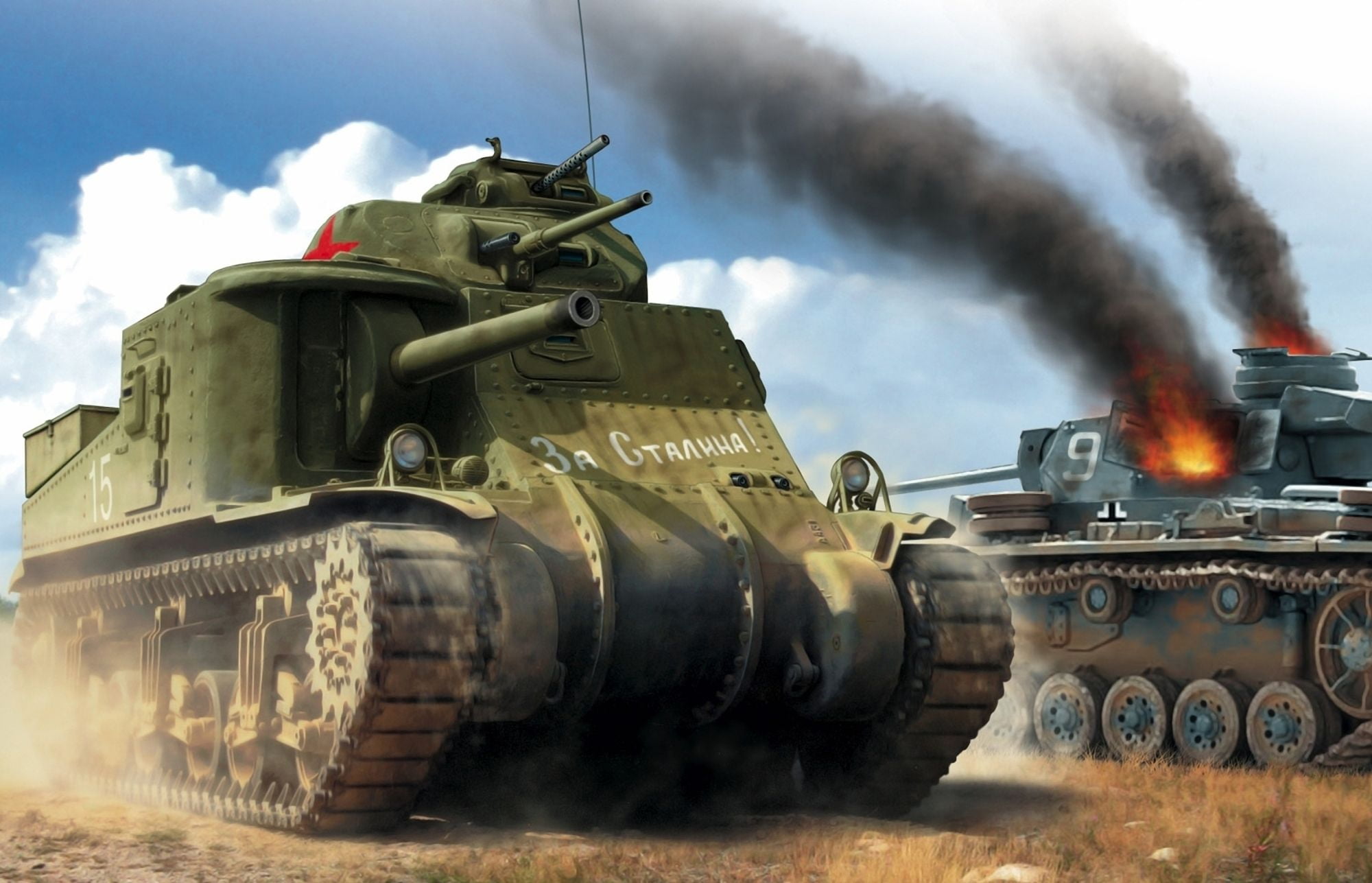 M3 Lee, World War II, red star, tank, Russian Army, 1080P, HD Wallpaper