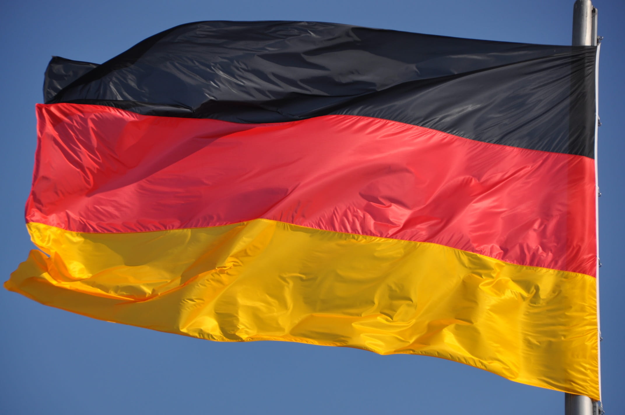 textile, black red gold, sunlight, nature, patriotism, emotion, flutter, multi colored, close, flag, German, berlin, yellow, Flag, capital, german, waving, HD Wallpaper