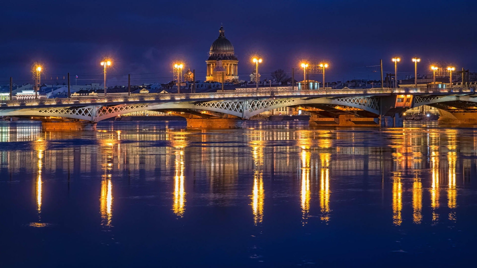Night, Bridge, st, photo, tower, River, 1080P, maidens, Petersburg, Russia, Lights, HD Wallpaper