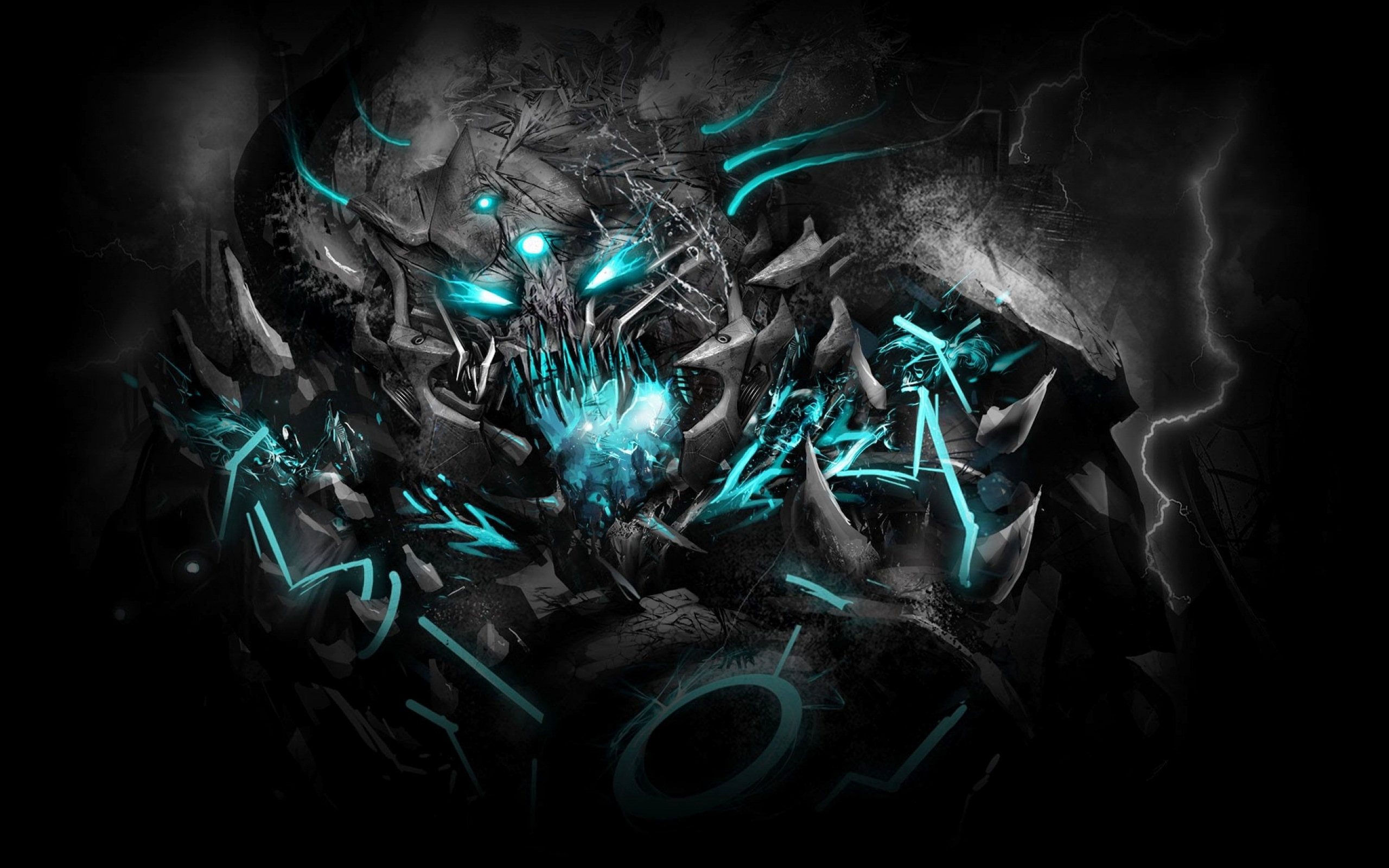 dubstep, hd, illustration, monster, 2K, blue, grey, music, HD Wallpaper