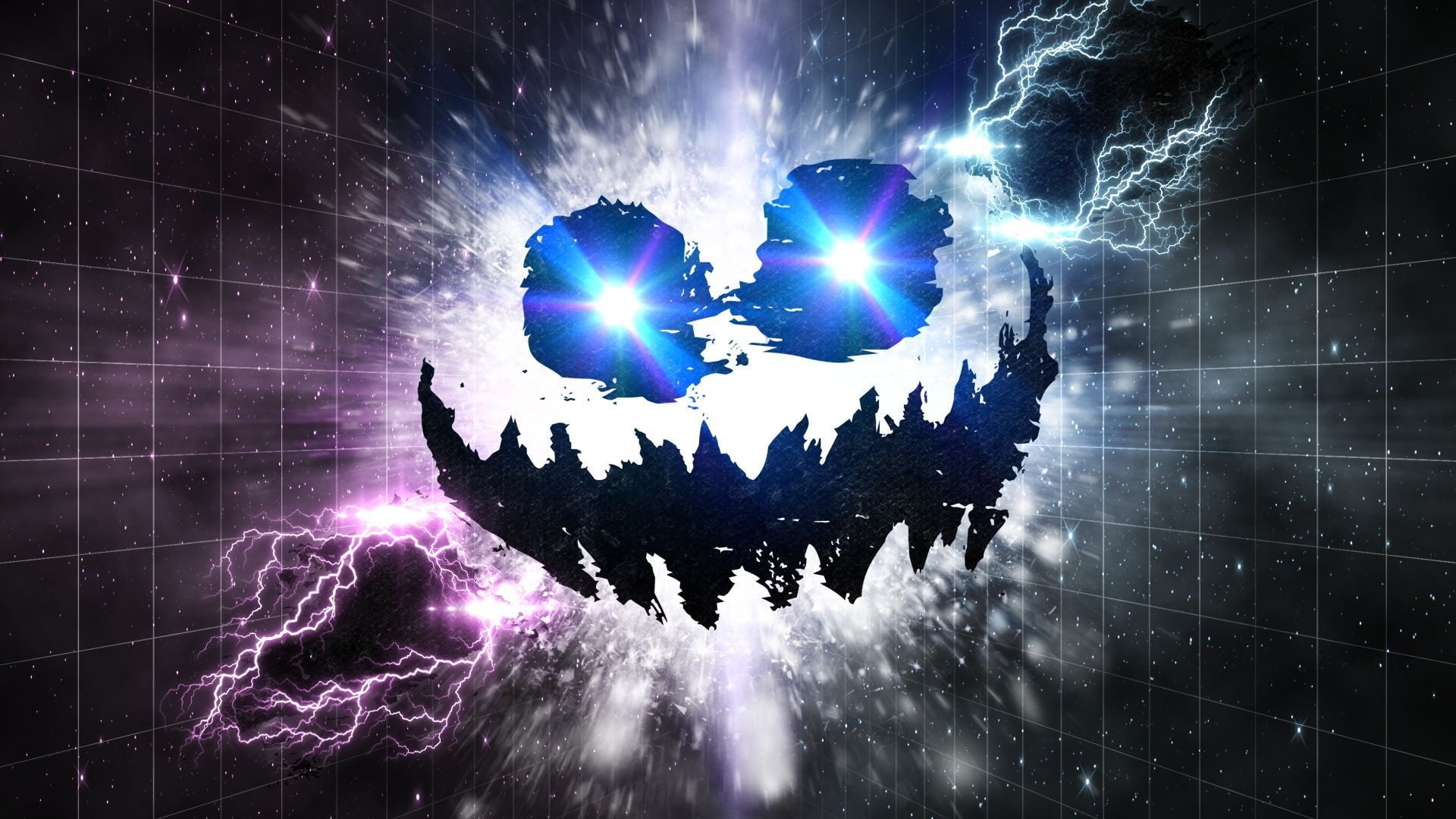 Knife Party, limb, night, arms raised, illuminated, music, digital composite, blue, 1080P, technology, men, human limb, space, nature, lightning, human body part, HD Wallpaper