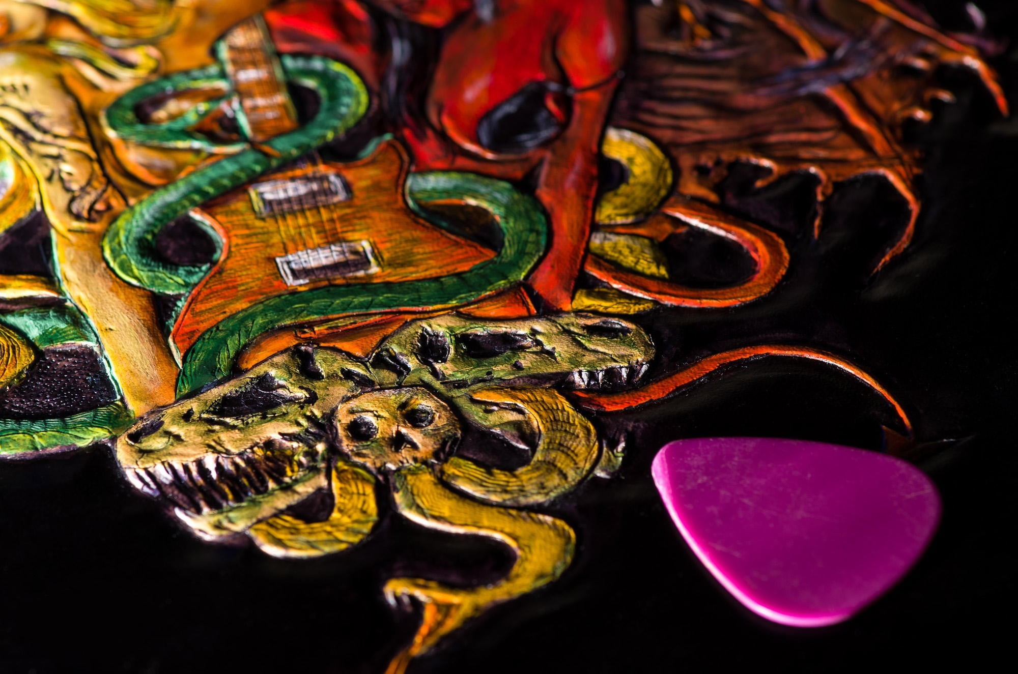 indoors, rock music, studio shot, pattern, dinosaurs, nature, no people, craft, full frame, paint, Apocalyptic Love, multi colored, hard rock, snake, brown, HD Wallpaper
